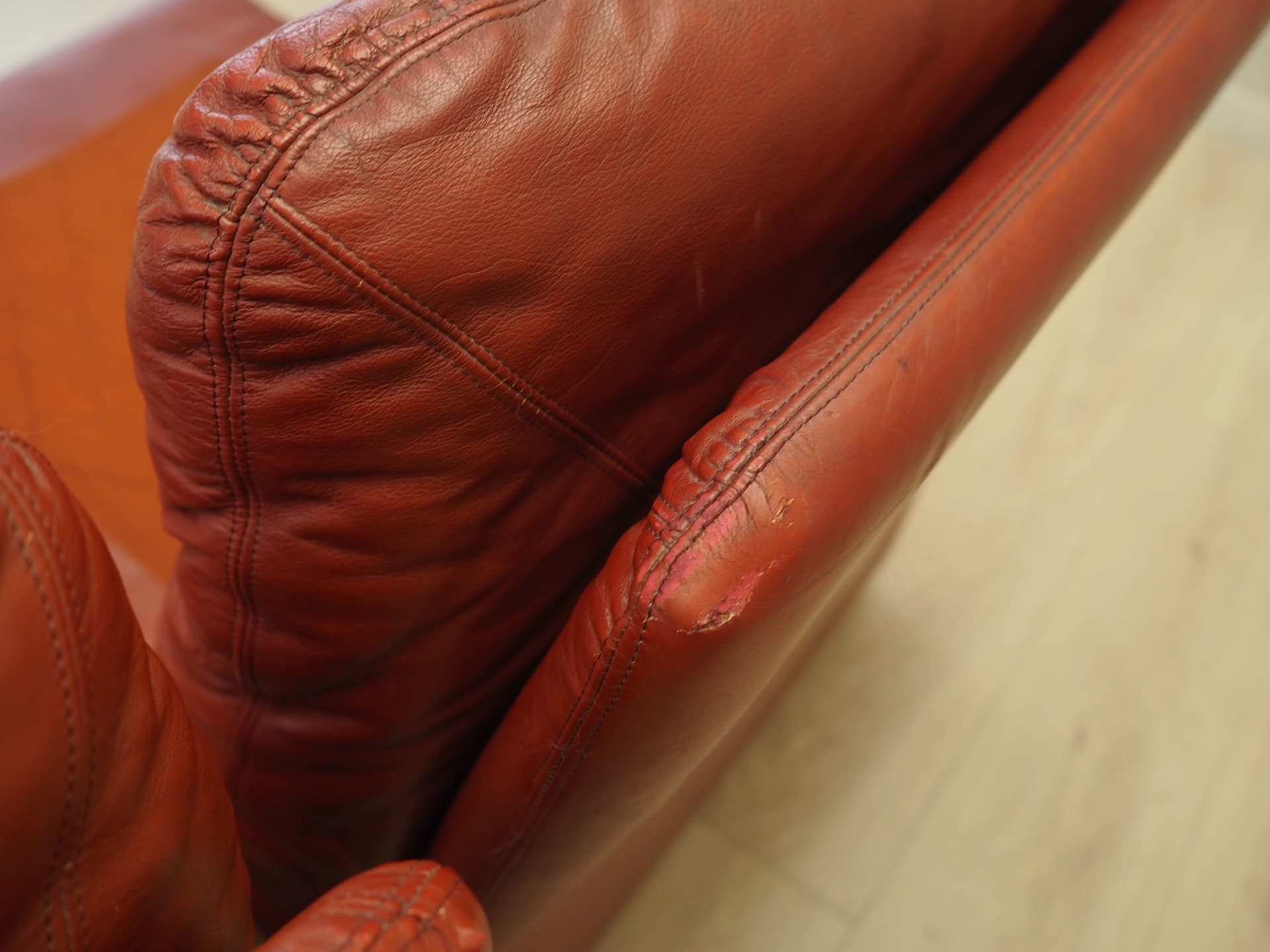 Sofa modułowa, bordowy, skóra naturalna, Włochy, lata 60. - 81881