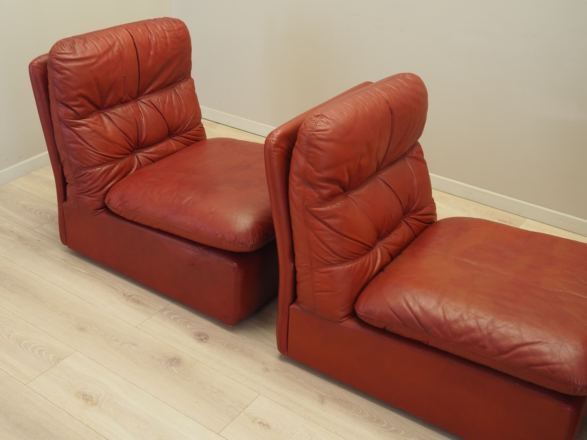 Sofa modułowa, bordowy, skóra naturalna, Włochy, lata 60. - 81876