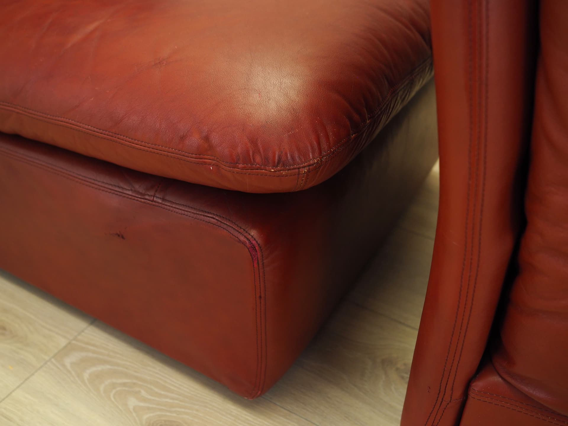 Sofa modułowa, bordowy, skóra naturalna, Włochy, lata 60. - 81879