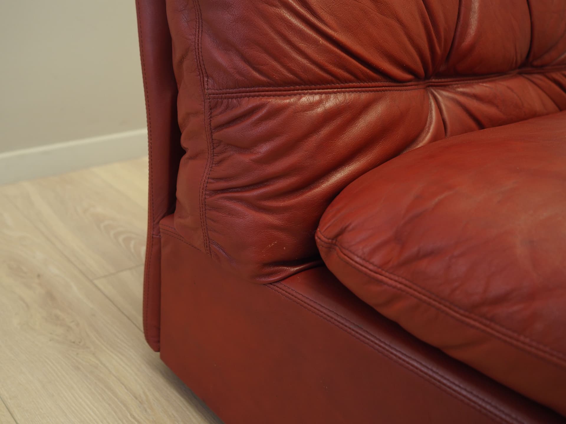 Sofa modułowa, bordowy, skóra naturalna, Włochy, lata 60. - 81878