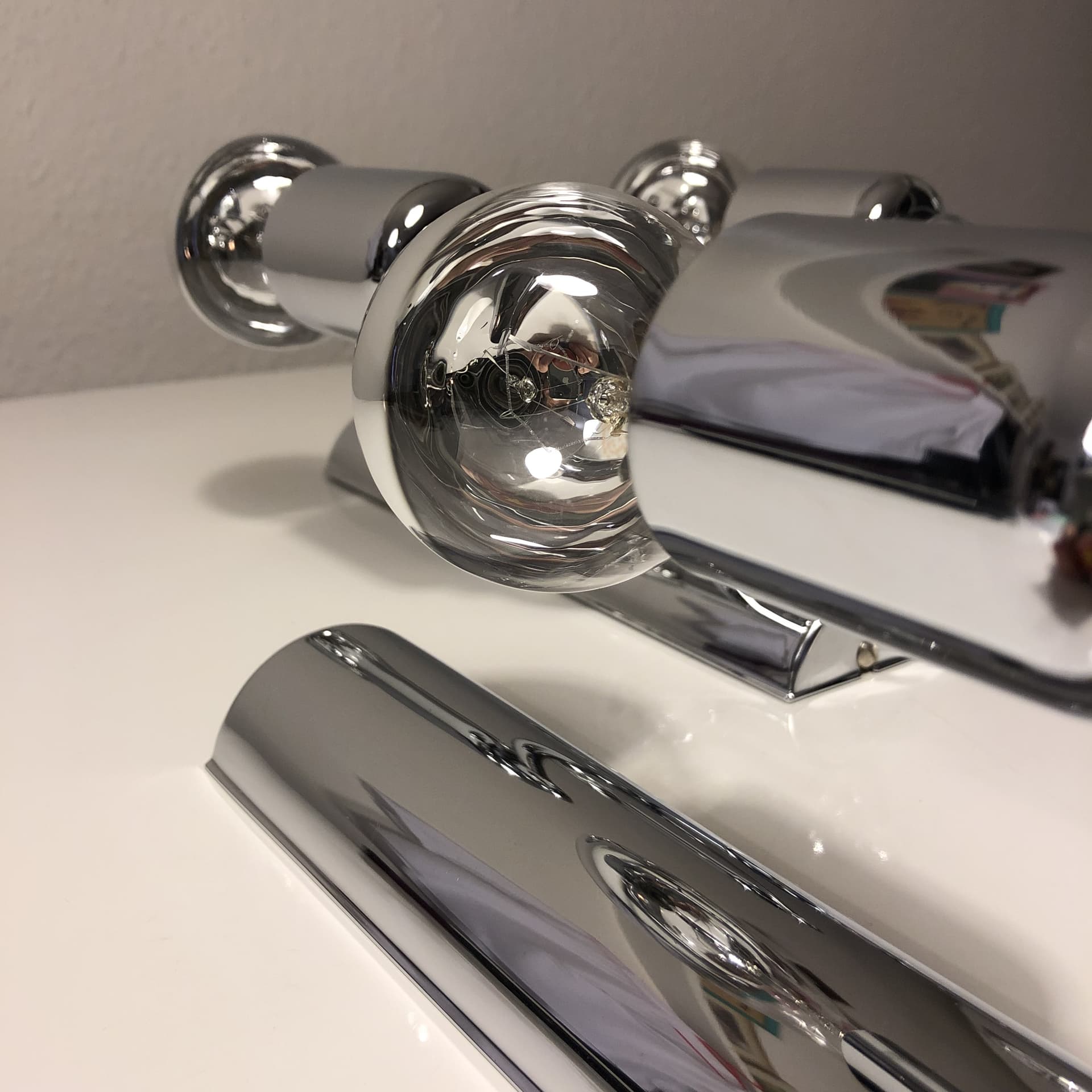 Komplet trzech kinkietów minimalistycznych, srebrny, stal chromowana, Niemcy, lata 80. - 82122