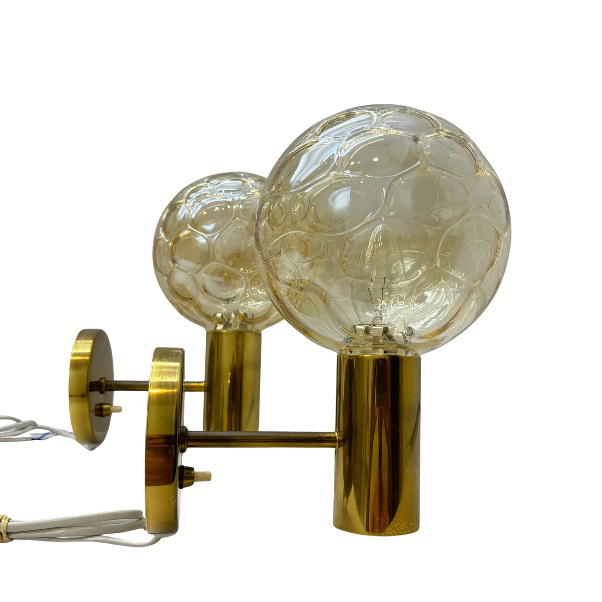 Para kinkietów, złoty, mosiądz, Laoni Belysning, Dania, lata 70.