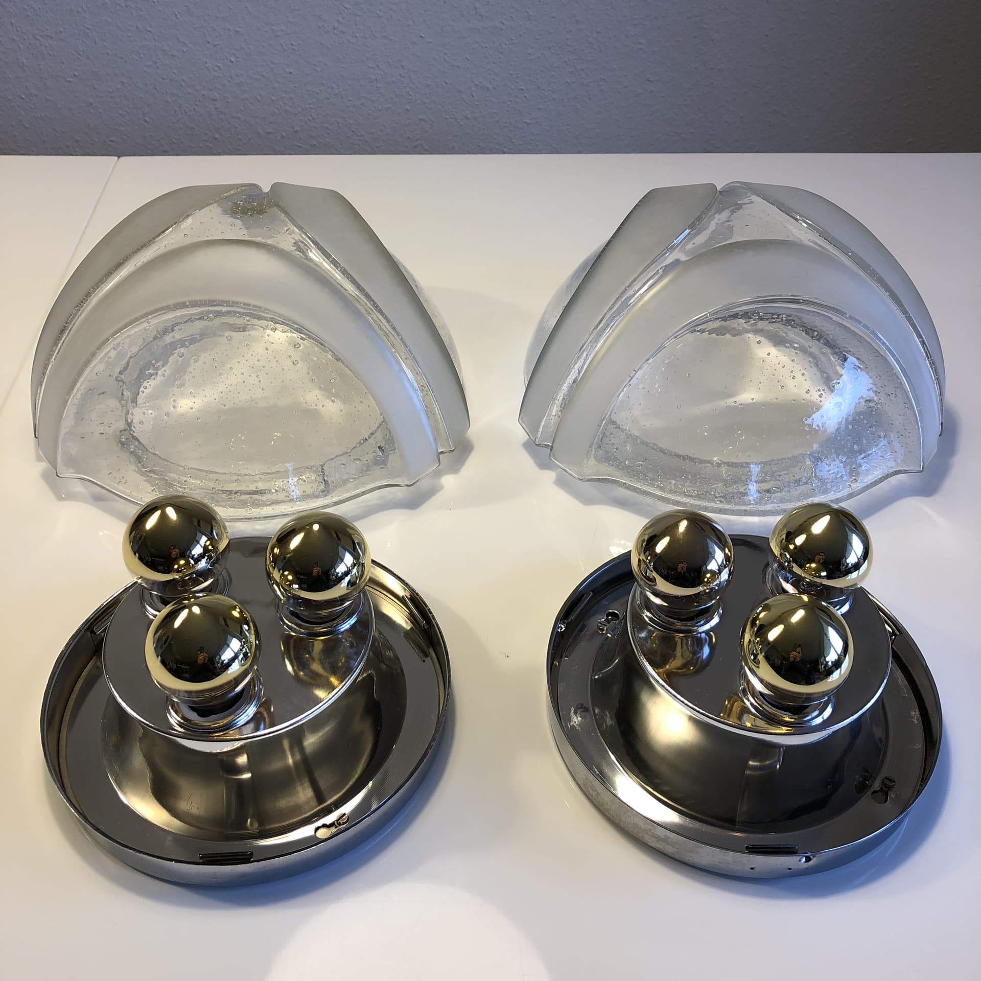 Set of wall sconces, bubble glass golden, Höffmeister-Leuchten, Germany, 1980s. - 82269