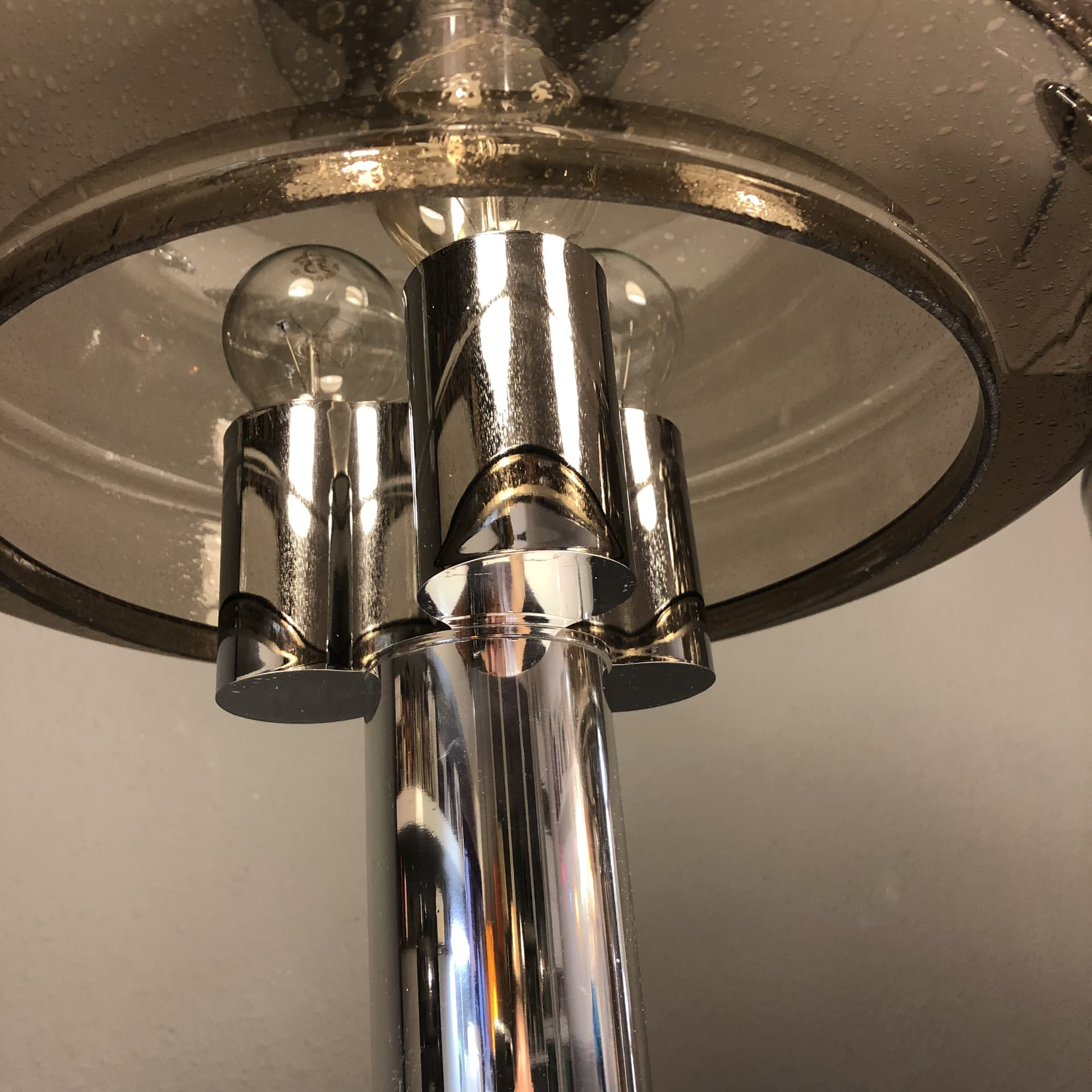 Set of bedside lamps, Space Age, smoked glass, chrome steel, Graewe, Germany, 1970s - 82287