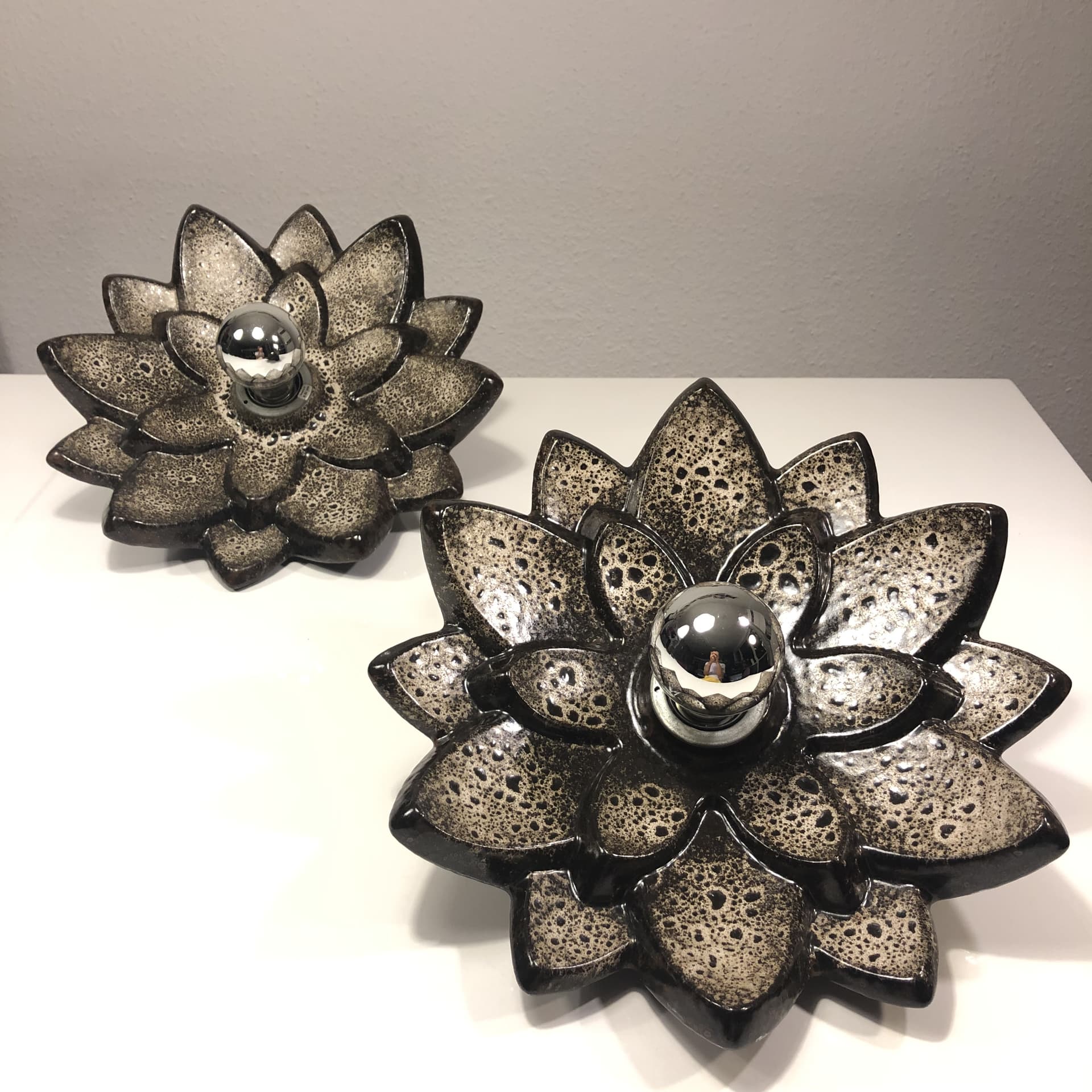 Ciemnobrązowe ceramiczne kinkiety ścienne PAN, Niemcy, lata 70. - 82304