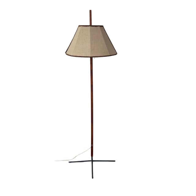 Floor Lamp G35, beige, wood, by H.-A. Jakobsson, Svegards Markaryd, Sweden, 1960s. - DIMENSION