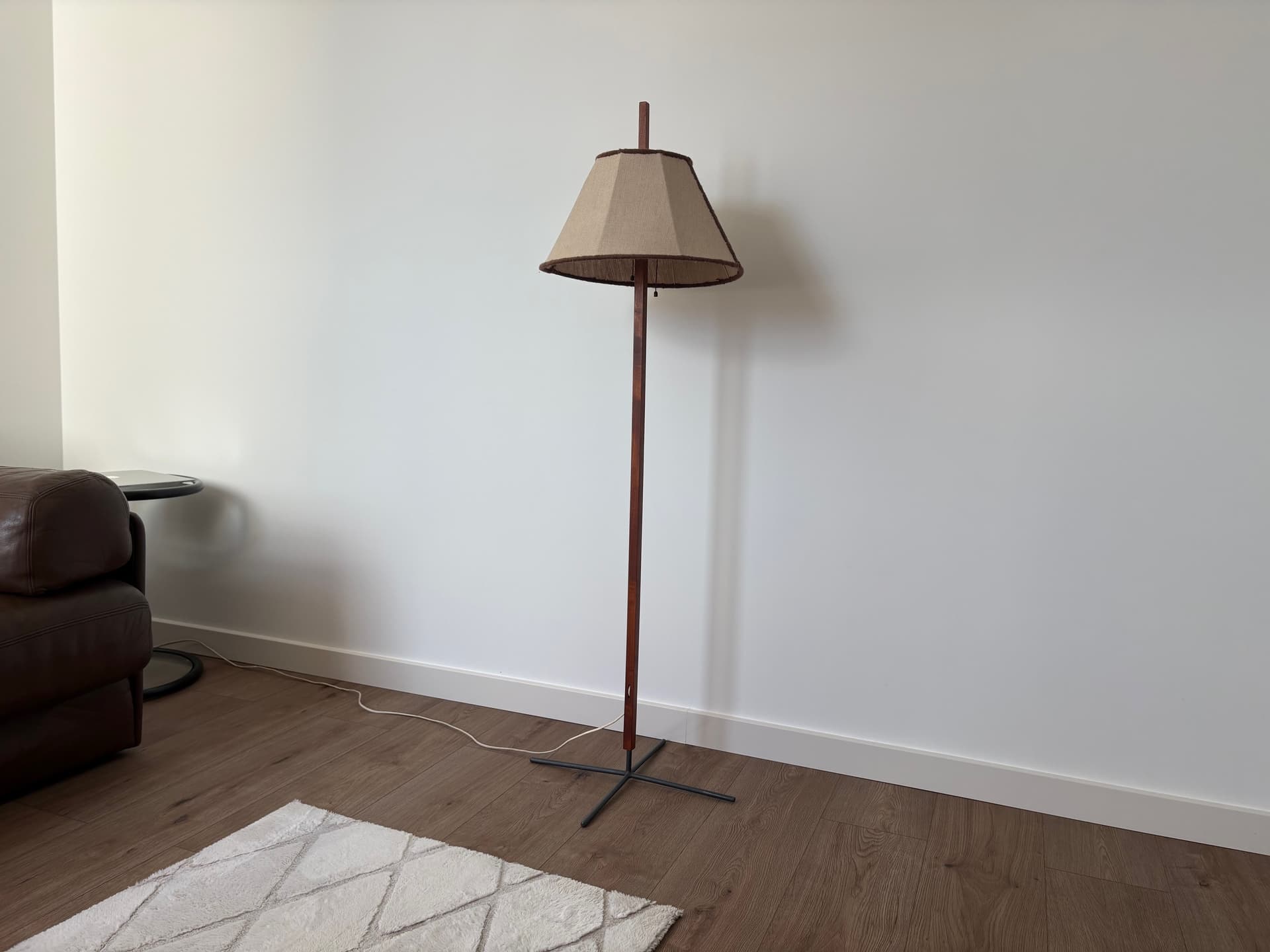Floor Lamp G35, beige, wood, by H.-A. Jakobsson, Svegards Markaryd, Sweden, 1960s. - 82341