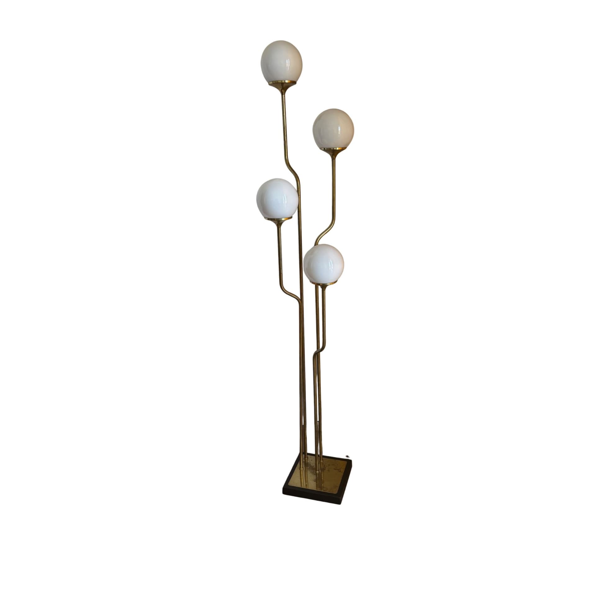 Floor Lamp, golden brass, by G. Reggiani, Italy, 1960s.