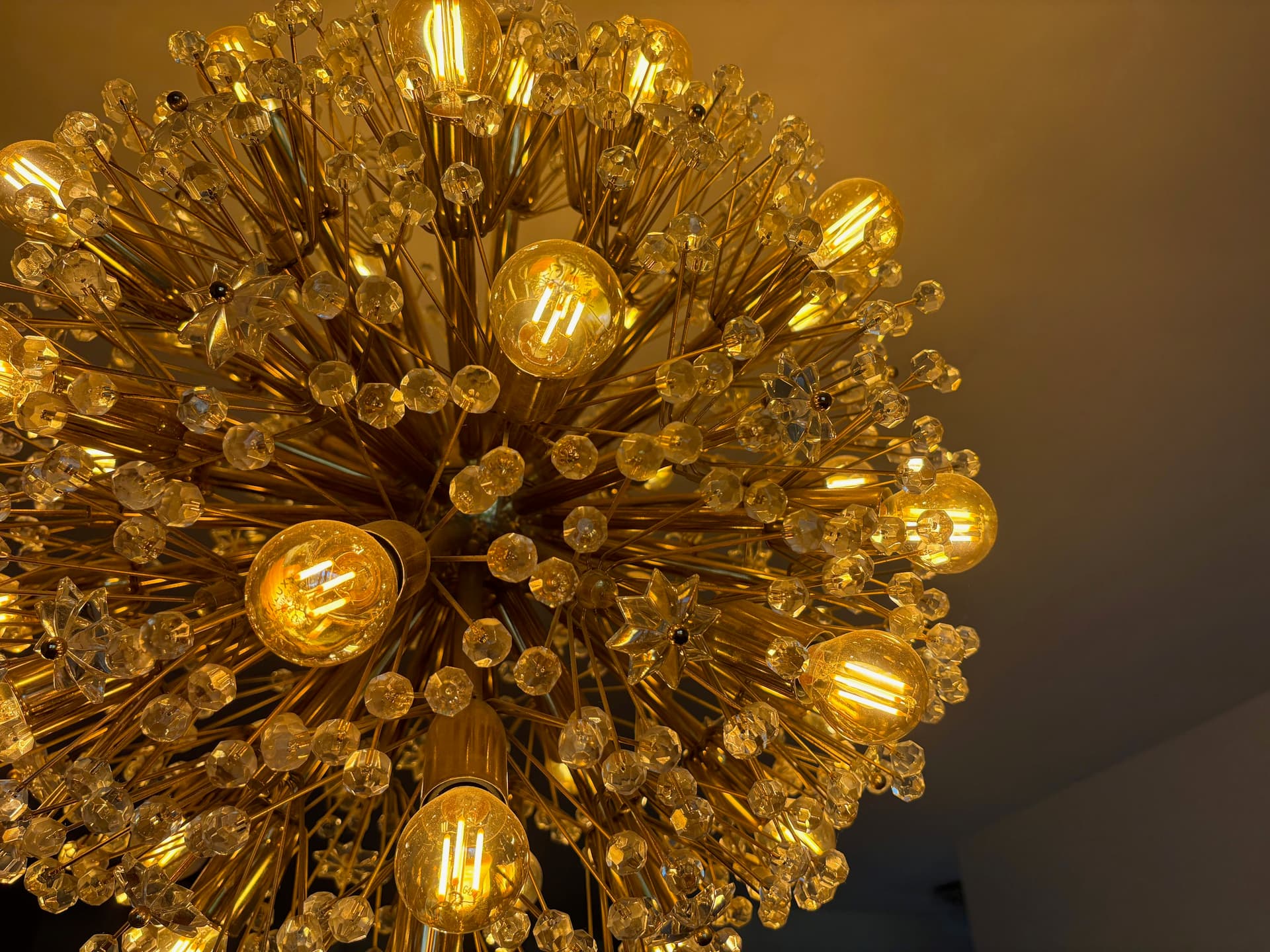 Chandelier Orion, golden brass, by E. Stejnar, Austria, 1960s. - 82376