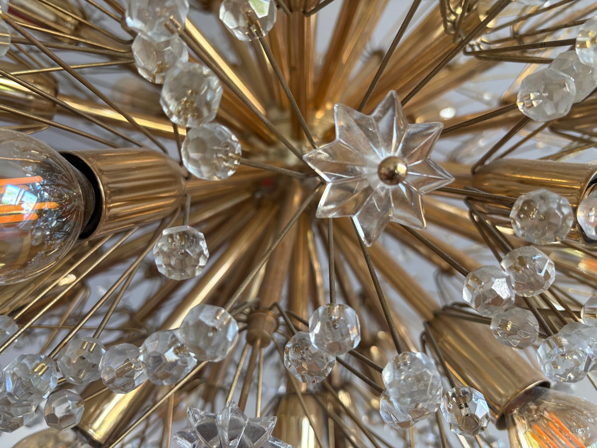 Chandelier Orion, golden brass, by E. Stejnar, Austria, 1960s. - 82377
