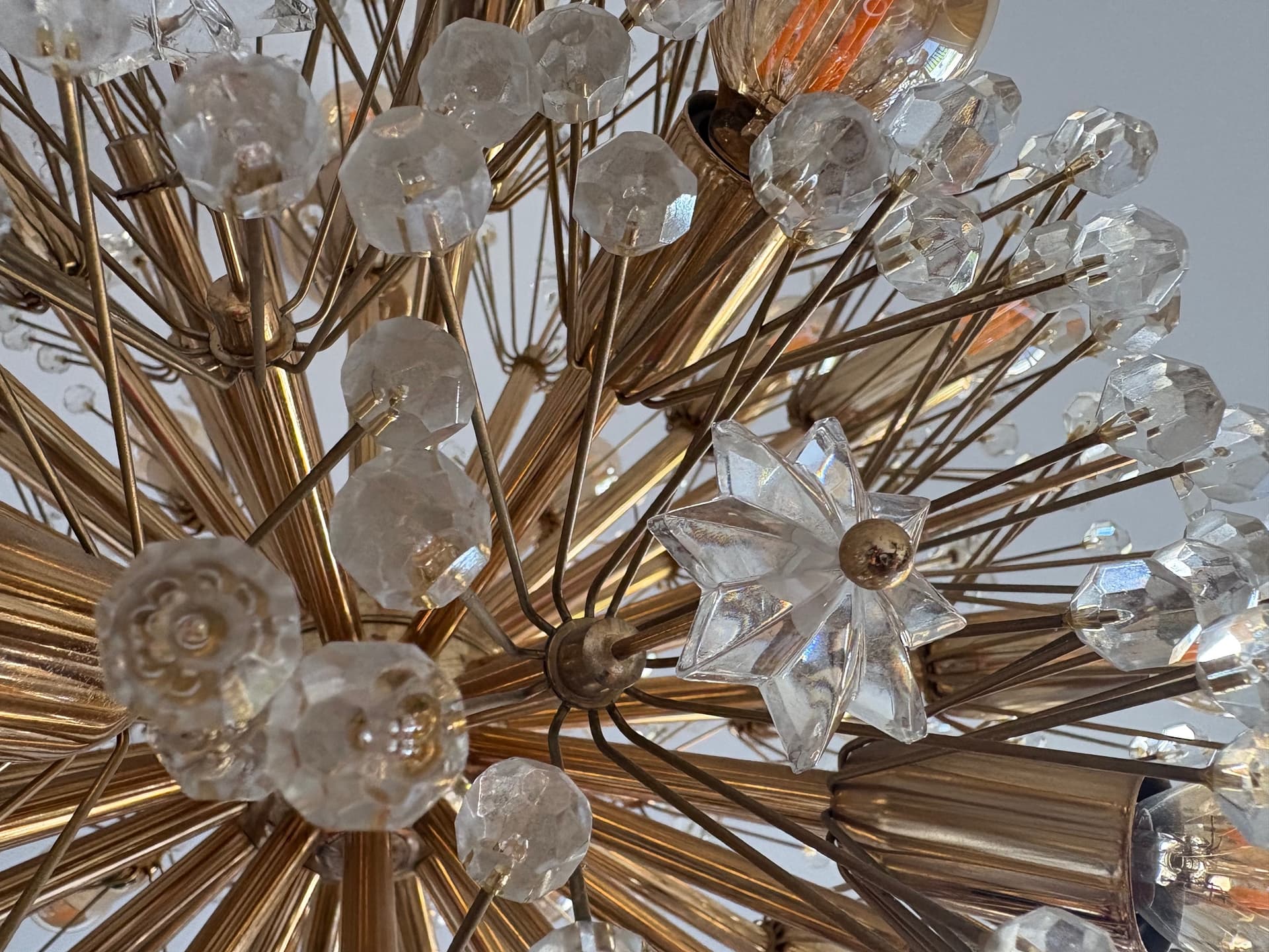 Chandelier Orion, golden brass, by E. Stejnar, Austria, 1960s. - 82382