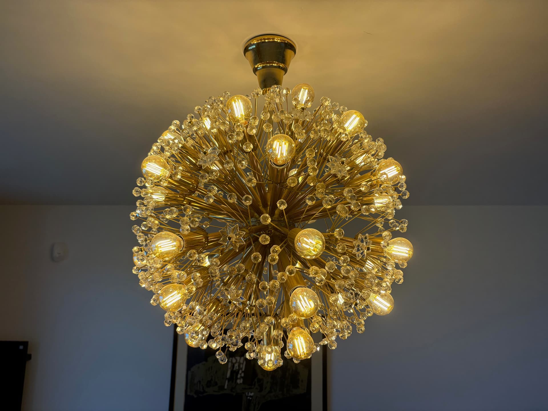 Chandelier Orion, golden brass, by E. Stejnar, Austria, 1960s. - 82374