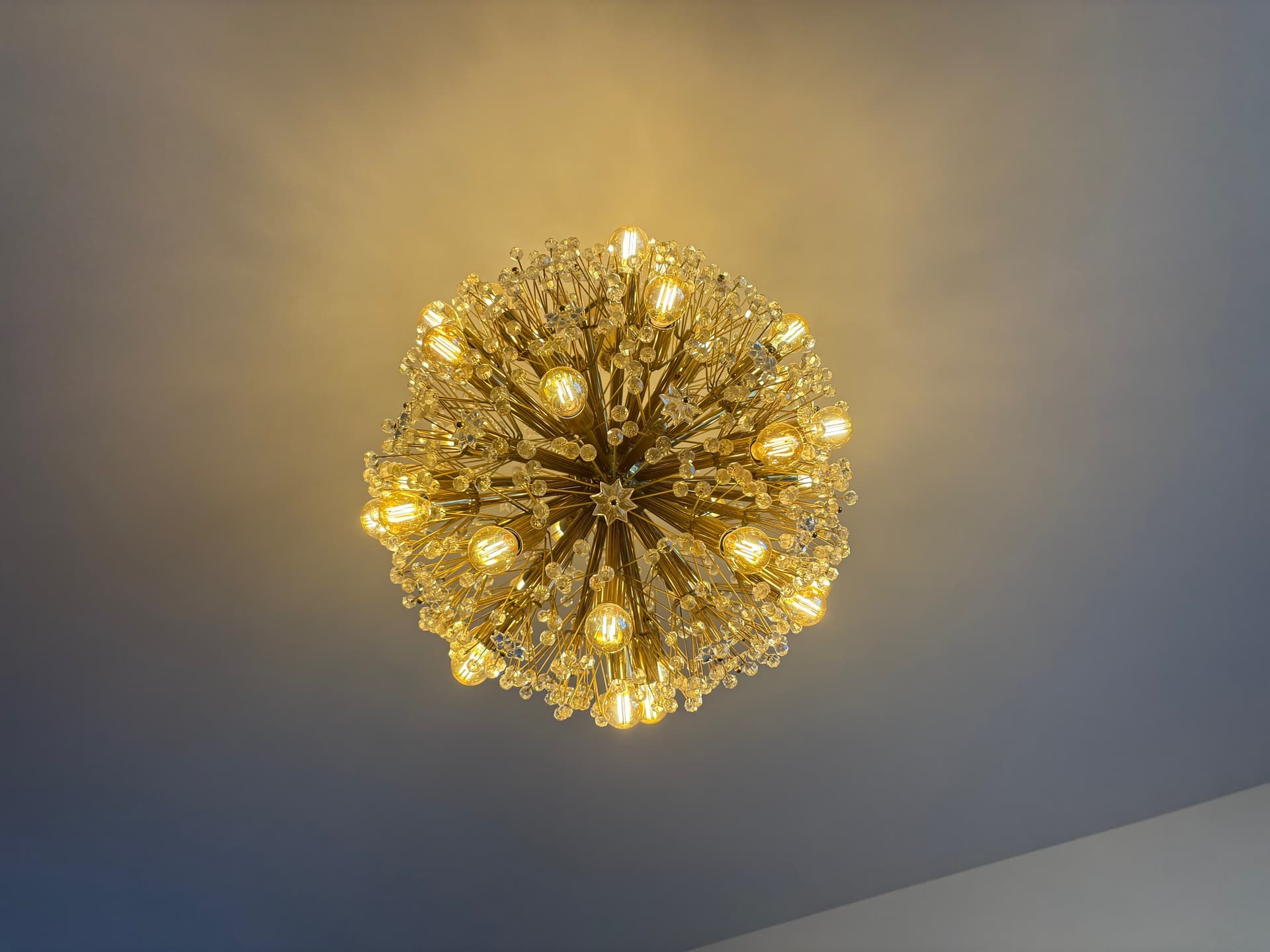 Chandelier Orion, golden brass, by E. Stejnar, Austria, 1960s. - 82381