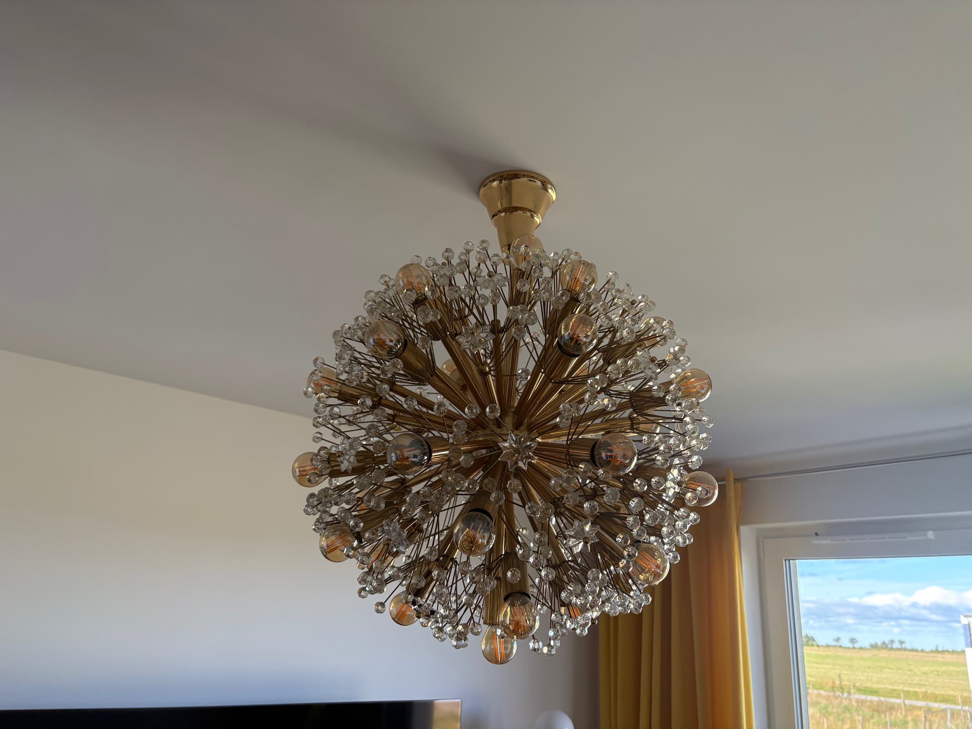 Chandelier Orion, golden brass, by E. Stejnar, Austria, 1960s. - 82383