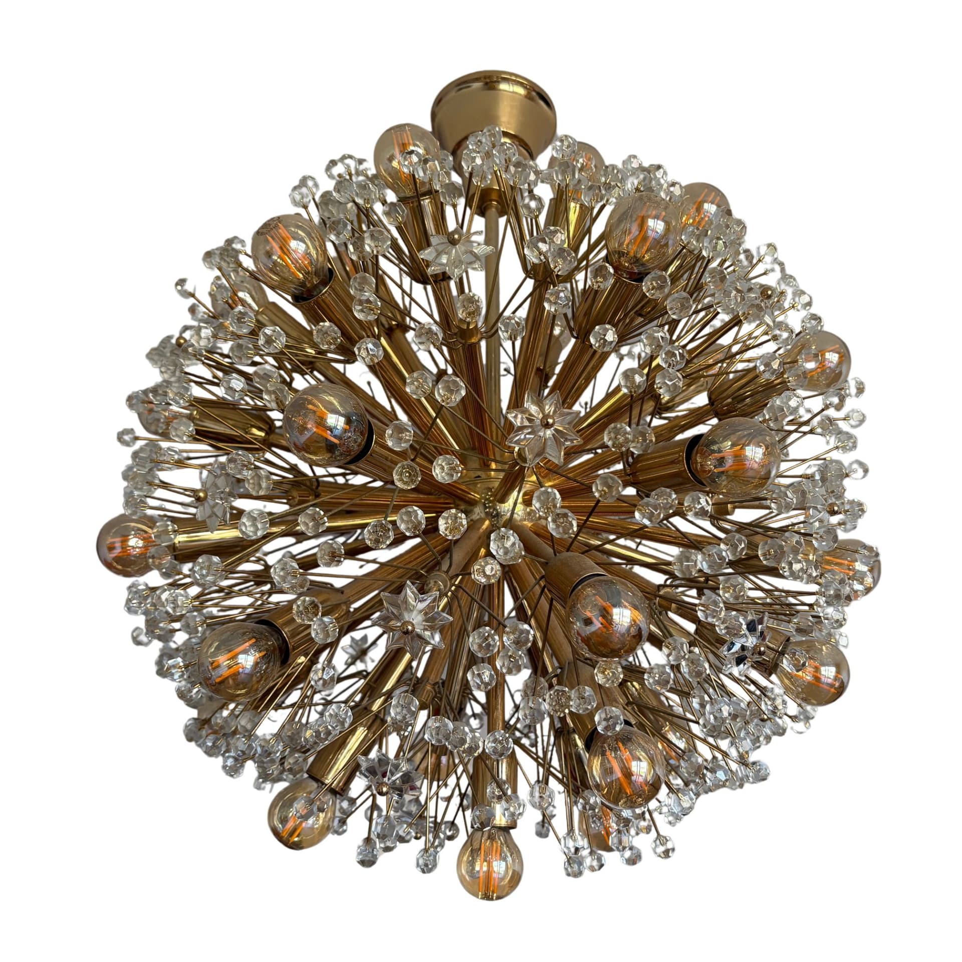 Chandelier Orion, golden brass, by E. Stejnar, Austria, 1960s.