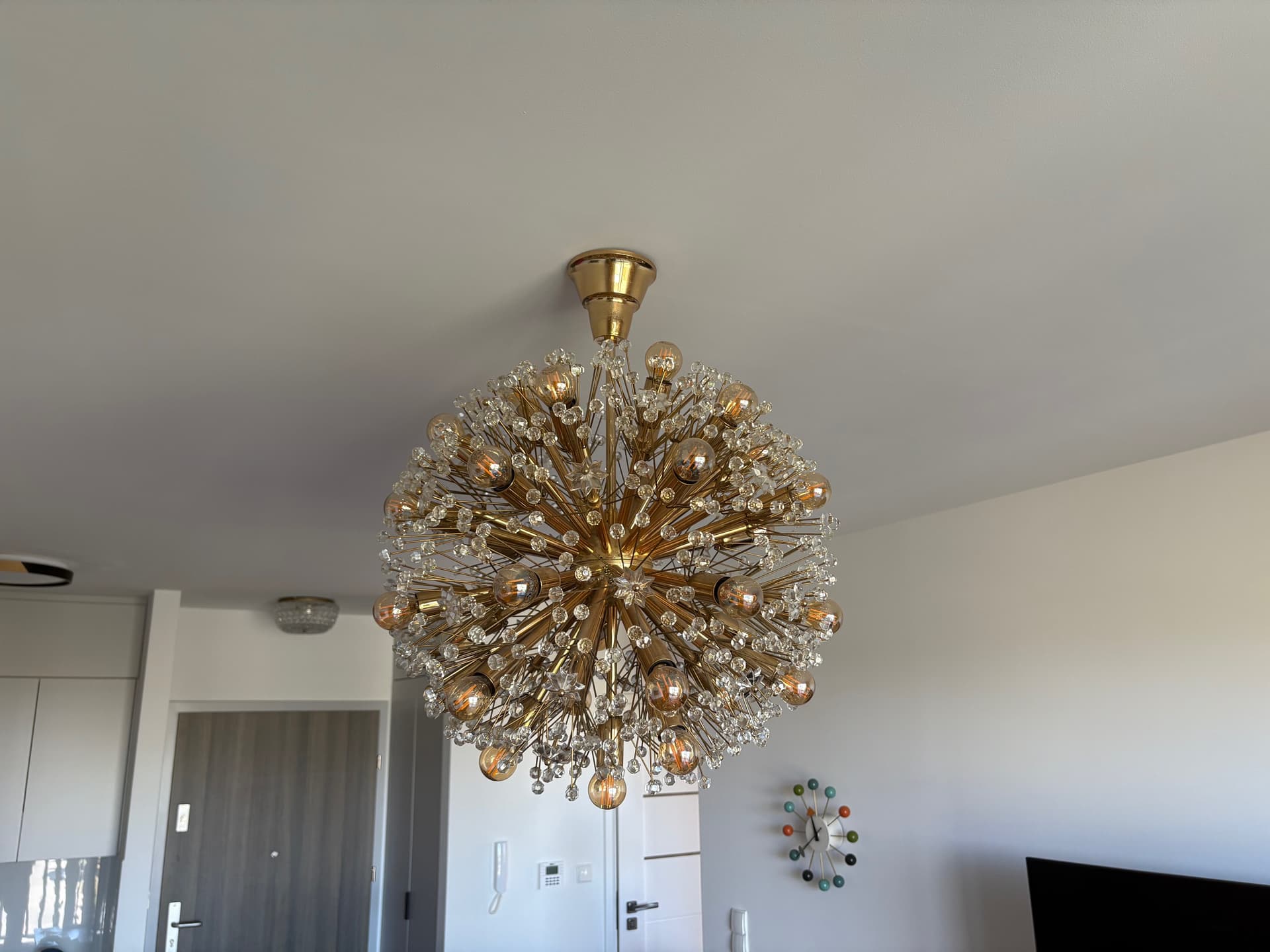 Chandelier Orion, golden brass, by E. Stejnar, Austria, 1960s. - 82378