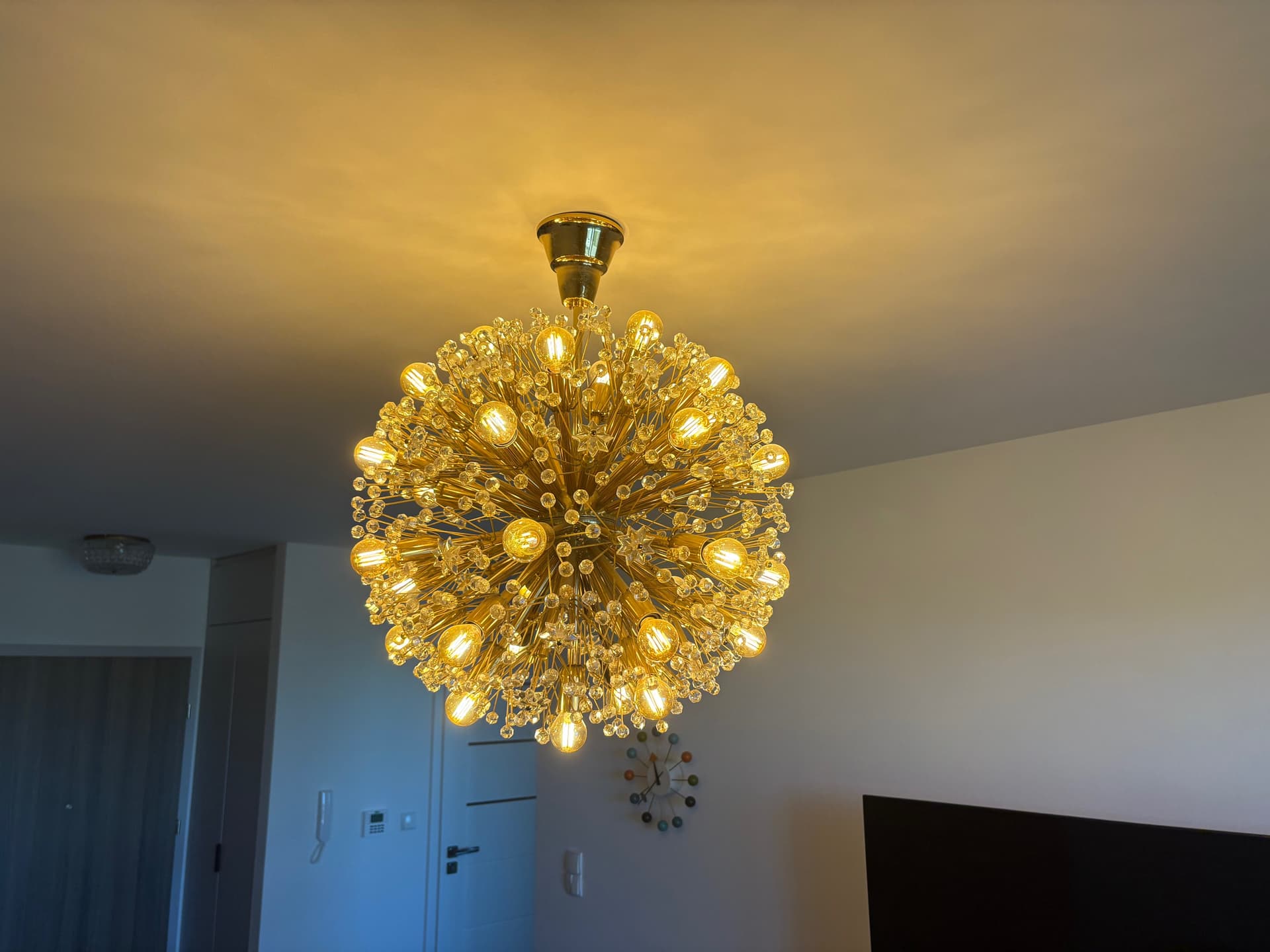 Chandelier Orion, golden brass, by E. Stejnar, Austria, 1960s. - 82379