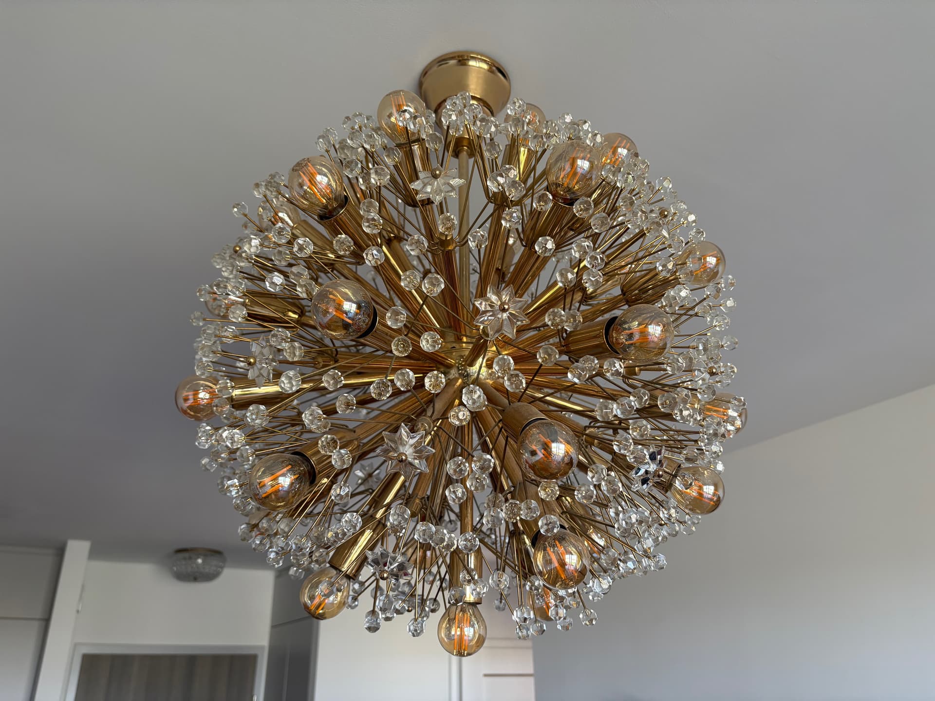 Chandelier Orion, golden brass, by E. Stejnar, Austria, 1960s. - 82375