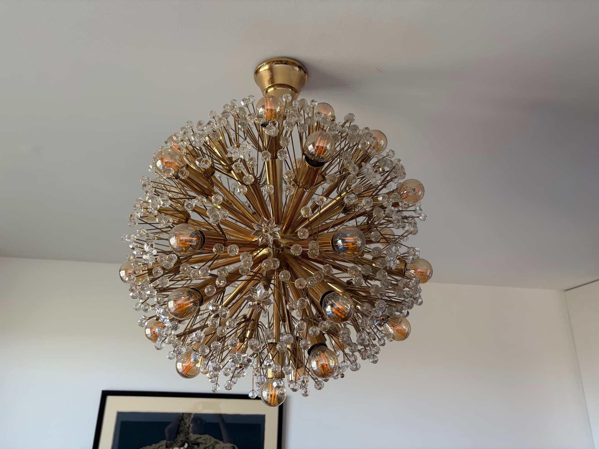Chandelier Orion, golden brass, by E. Stejnar, Austria, 1960s. - 82373