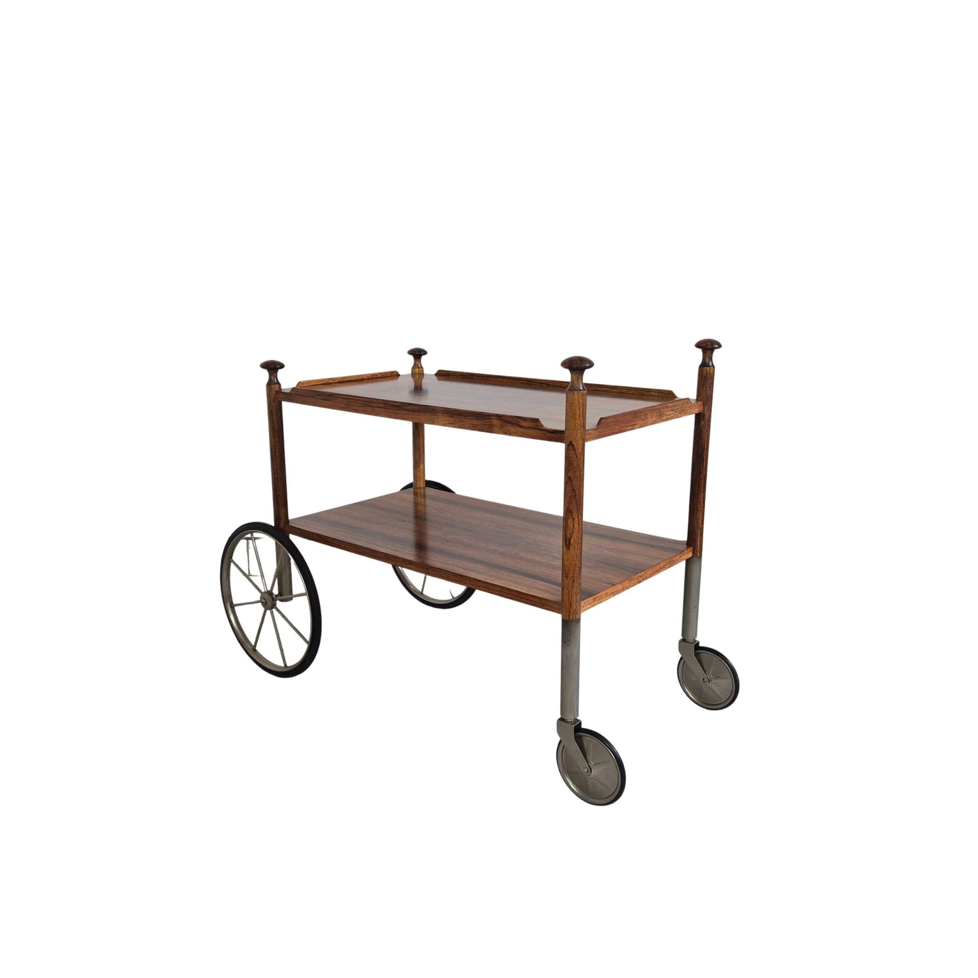 Palisandrowy wózek barowy, proj. W. Wirza dla Wilhelma Renza, Niemcy, lata 60