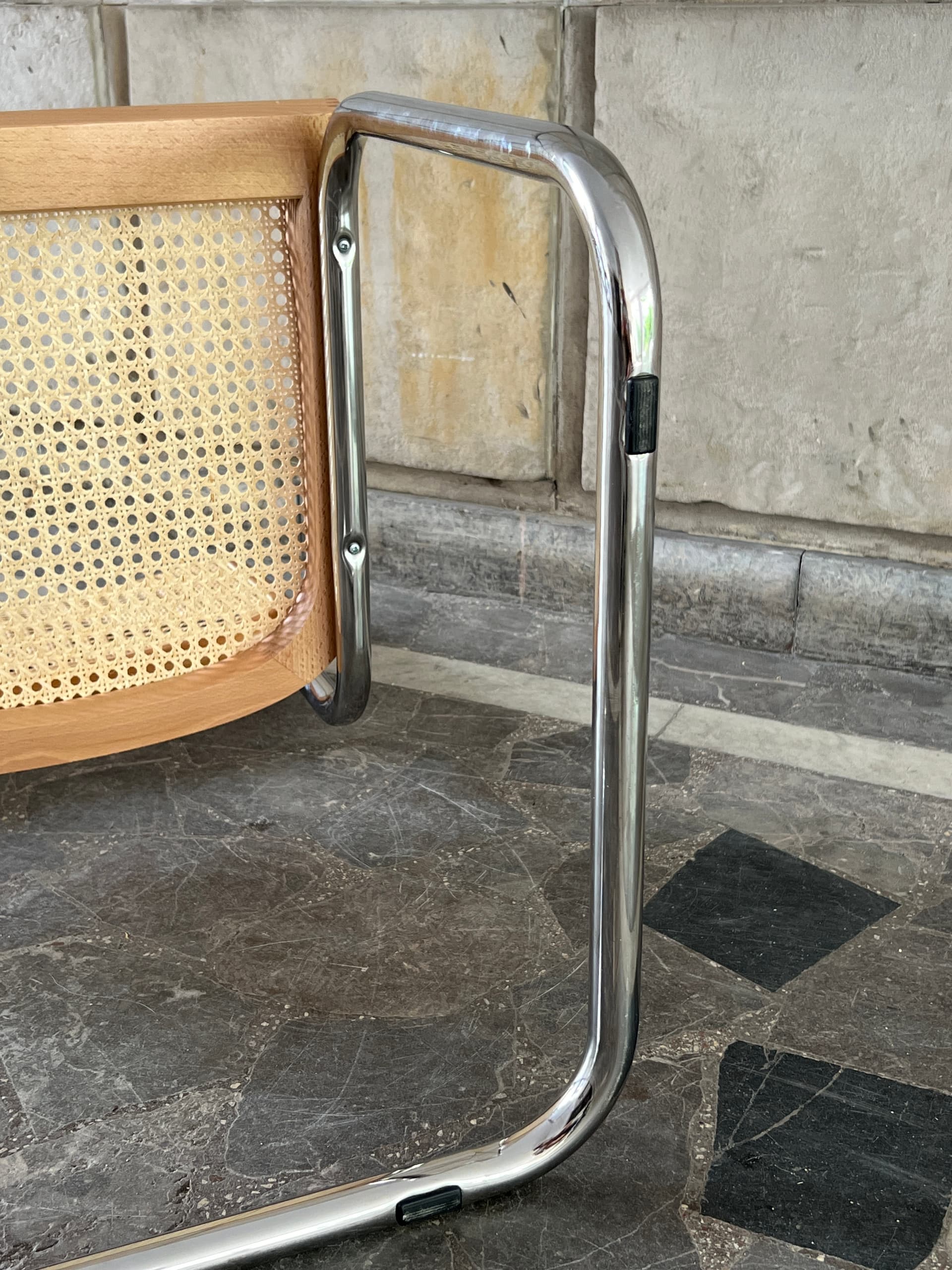 Krzesło z giętej stali wg proj. M.Breuer, Bauhaus, miodowe - 124077