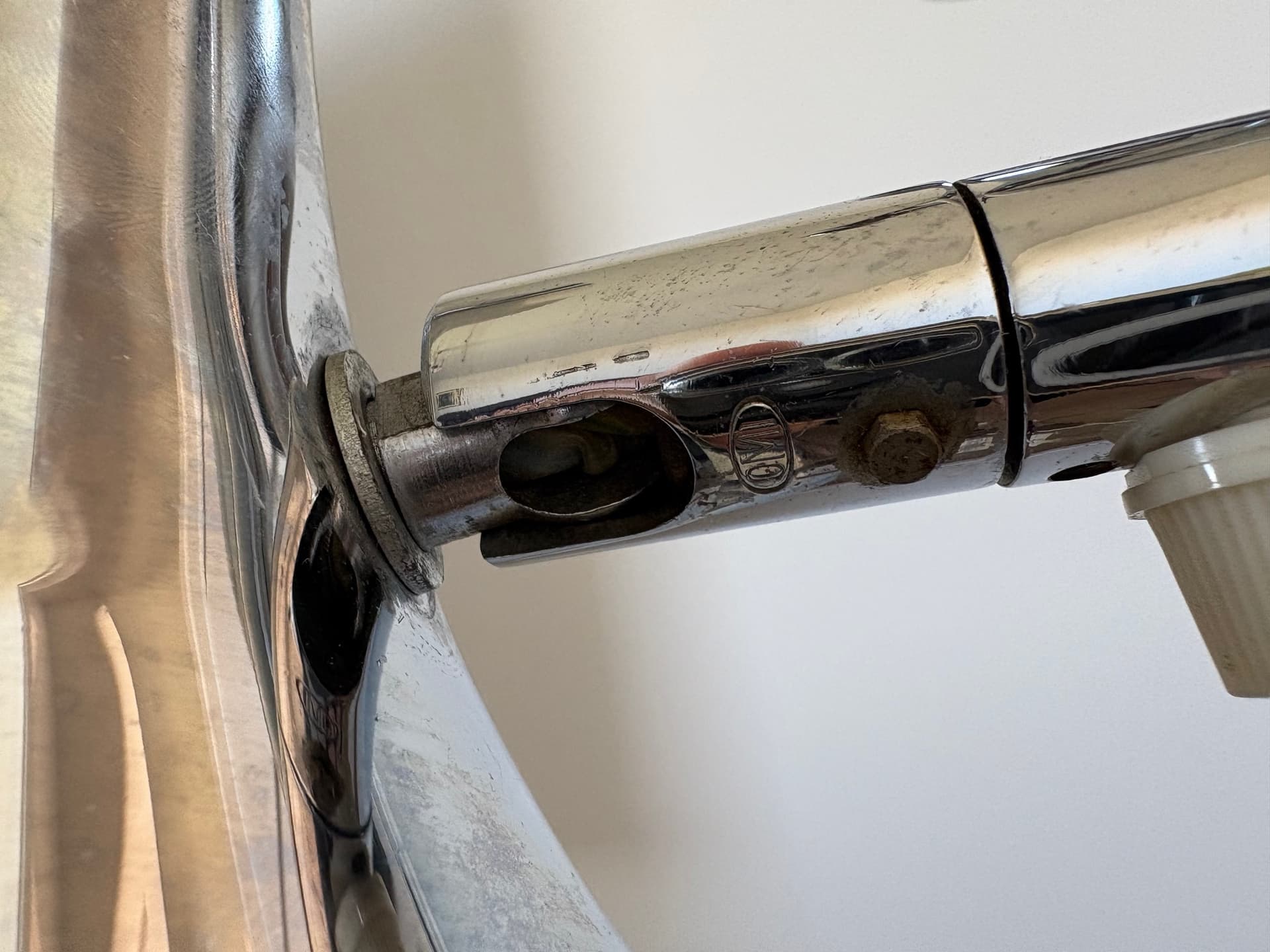 Floor lamp, silver chrome, black metal, by Koch & Lowy, OMI, Germany, 1970s. - 82761