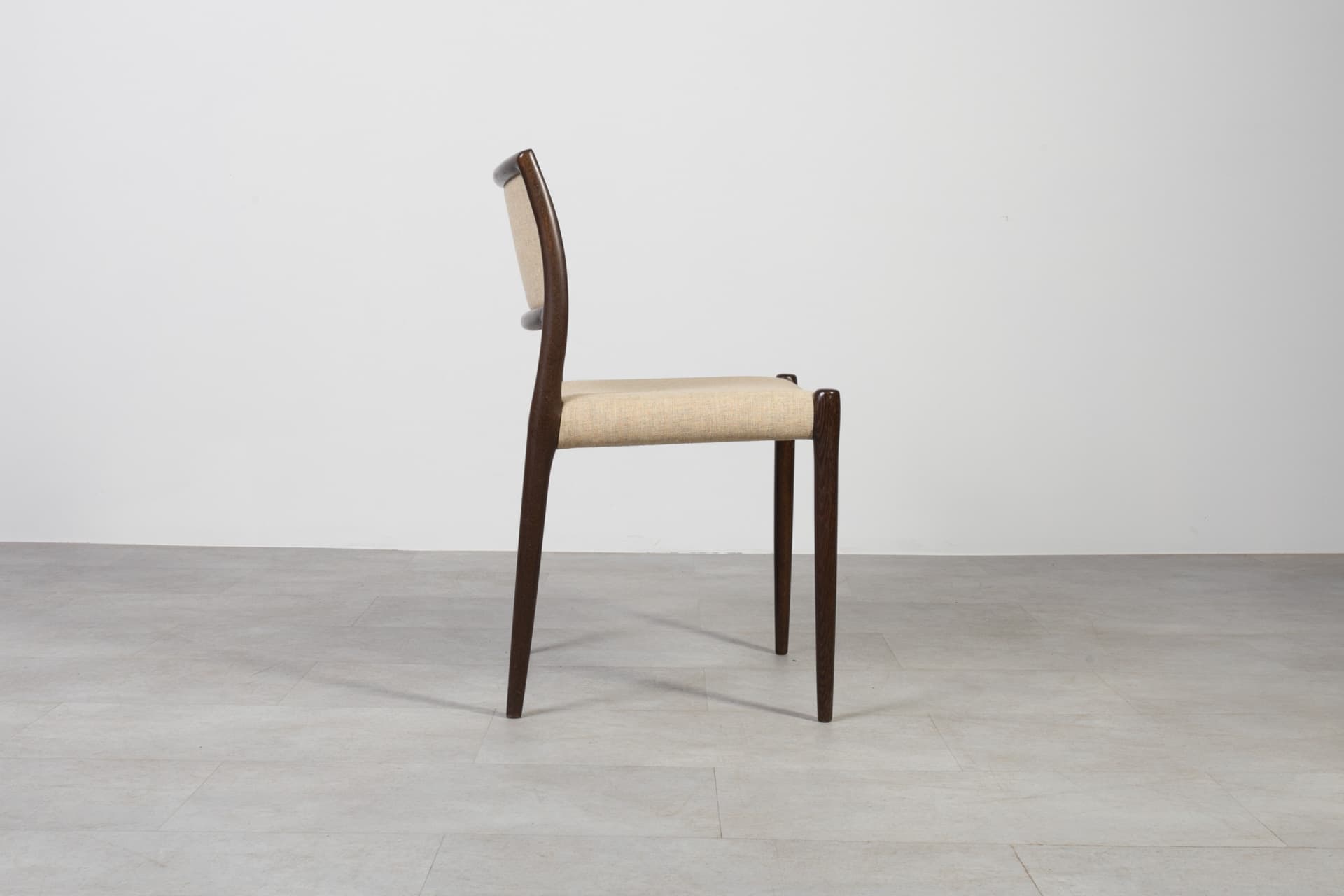 Set of six chairs Model 80, beige wool, oak, by N.O. Møller, for J.L. Møllers Møbelfabrik, Denmark, 1960s. - 6565