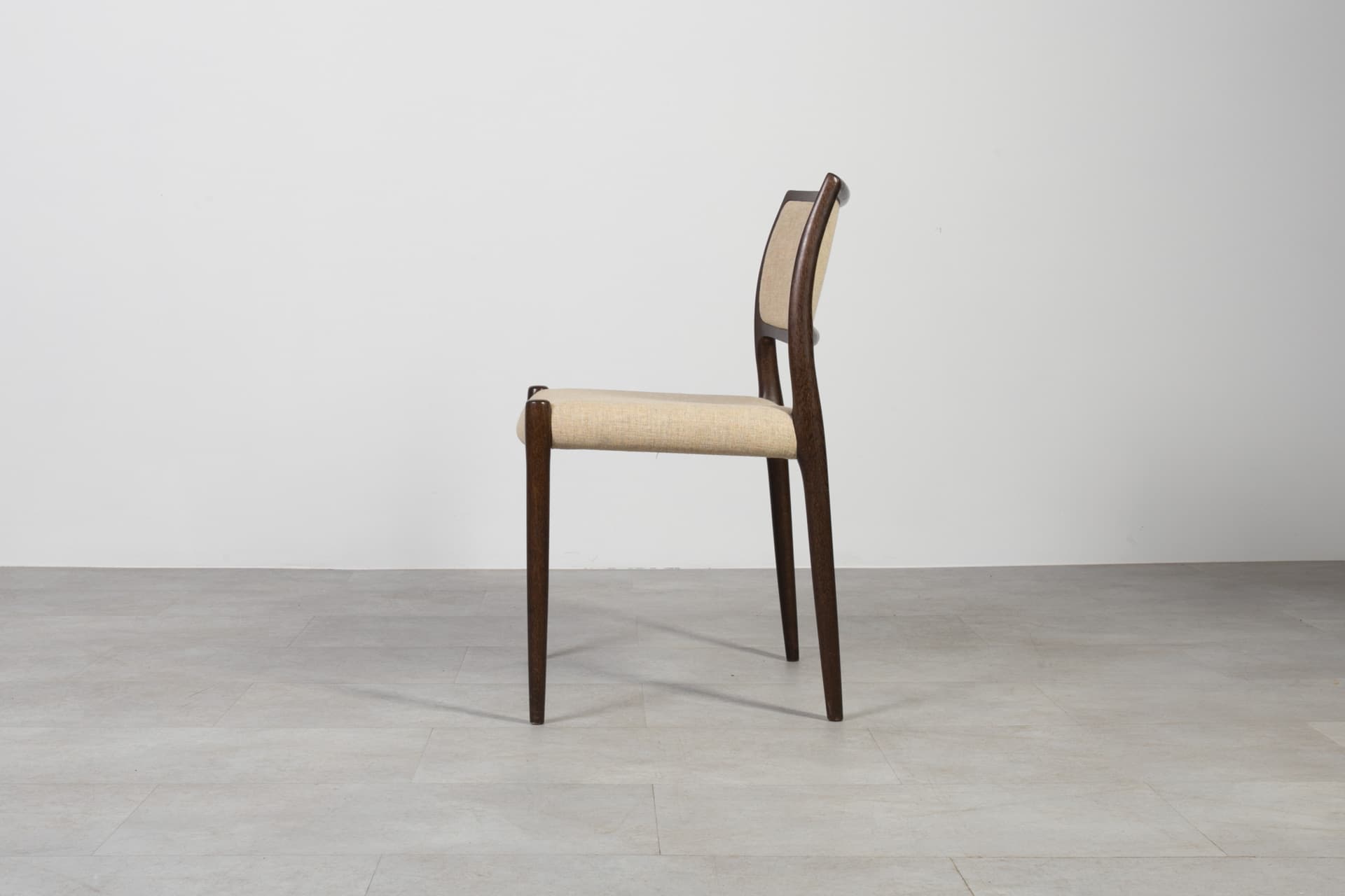 Set of six chairs Model 80, beige wool, oak, by N.O. Møller, for J.L. Møllers Møbelfabrik, Denmark, 1960s. - 6566