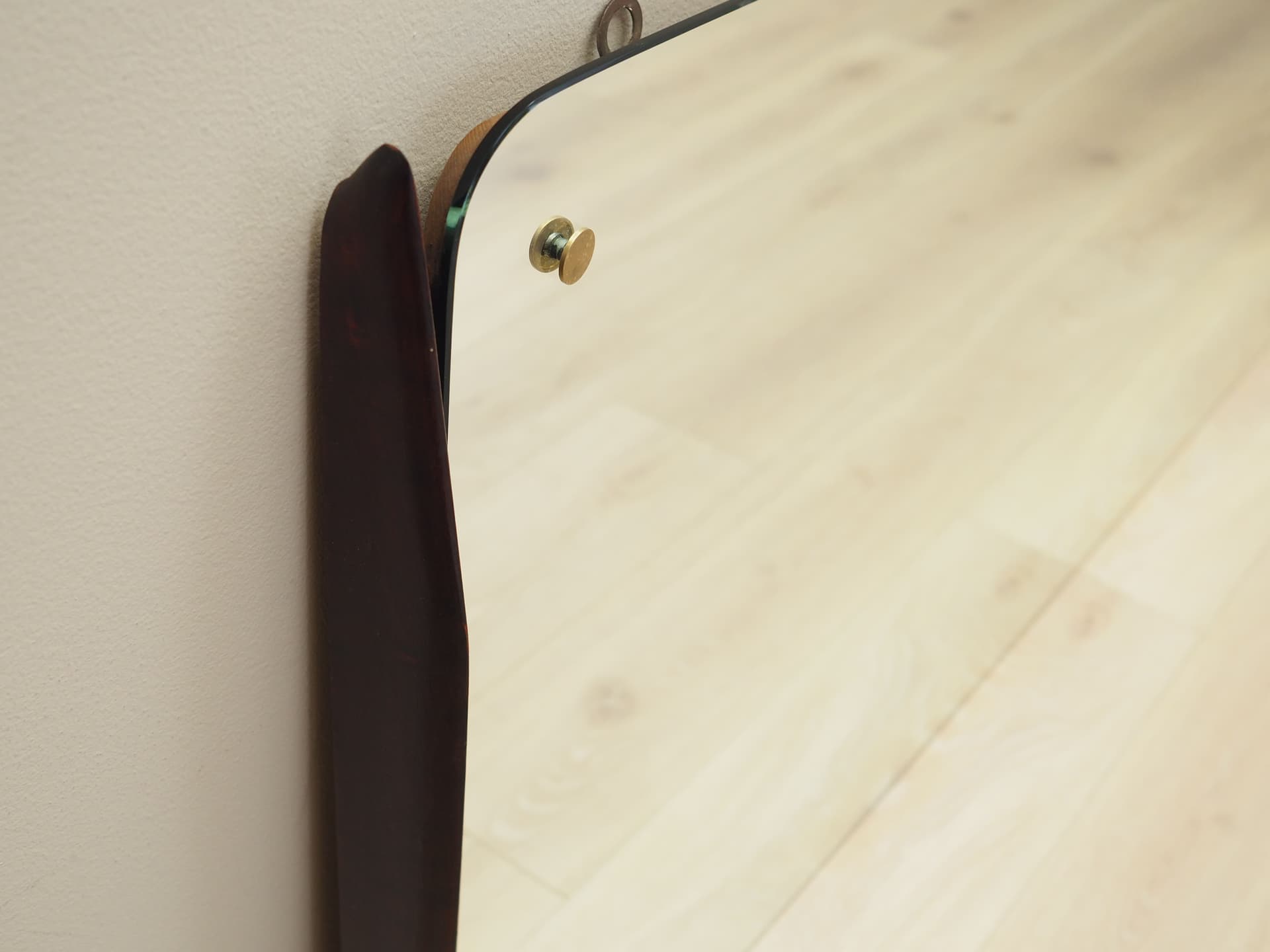 Wall mirror, dark brown, mahogany, glass, Italy, 1970s. - 82859