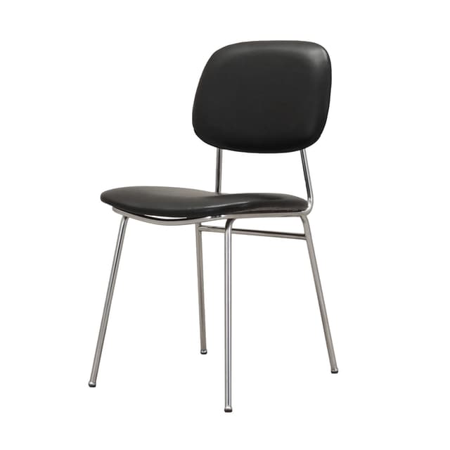 Krzesło, czarny, ekoskóra, metal chromowany, Włochy, lata 70. - WYMIARY