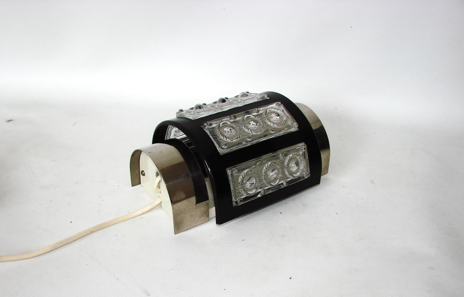 Kinkiet Modern, czarny, stal, szkło transparentne, lata 70. - 82907