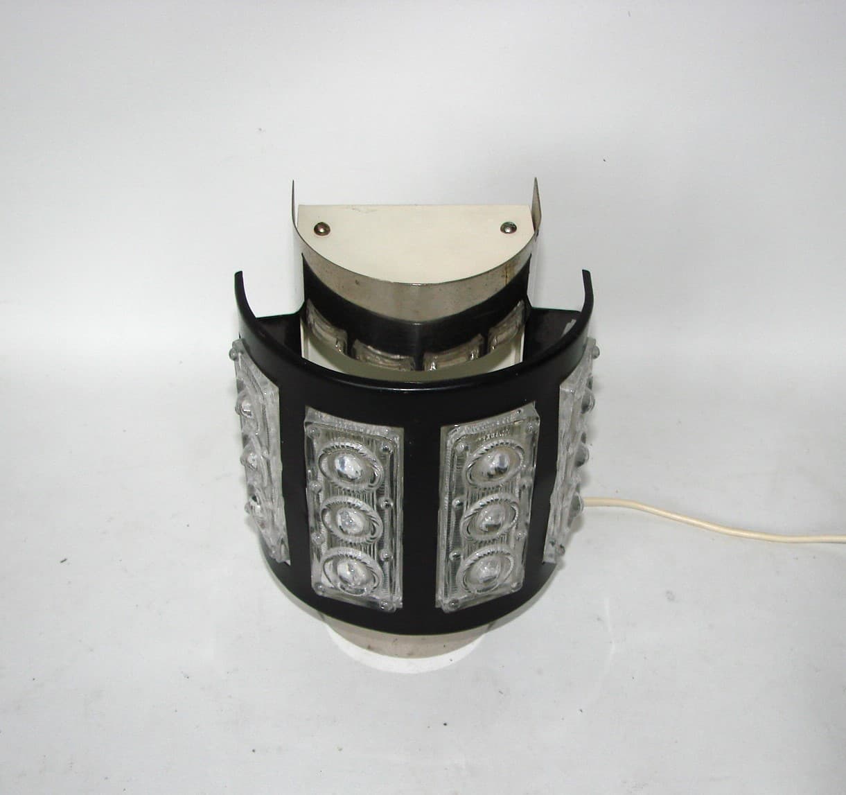 Kinkiet Modern, czarny, stal, szkło transparentne, lata 70. - 82904