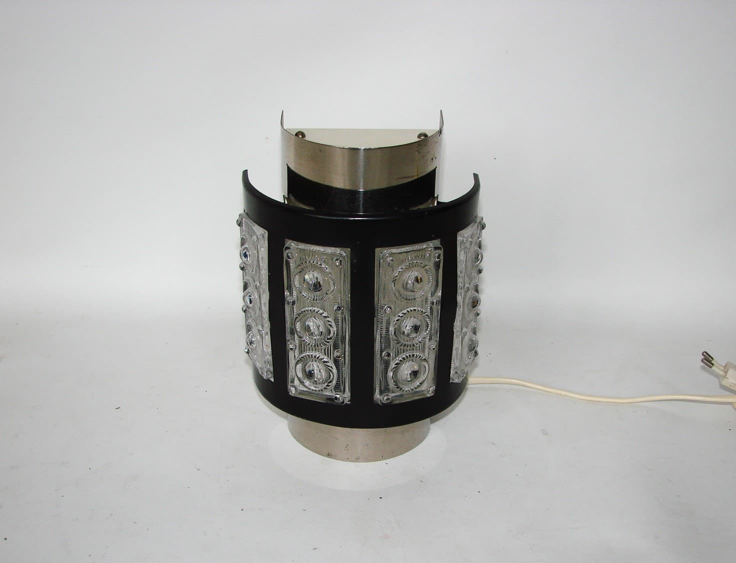 Kinkiet Modern, czarny, stal, szkło transparentne, lata 70. - 82903