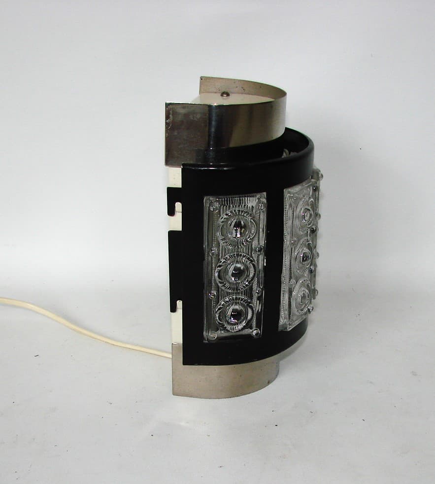 Kinkiet Modern, czarny, stal, szkło transparentne, lata 70. - 82906