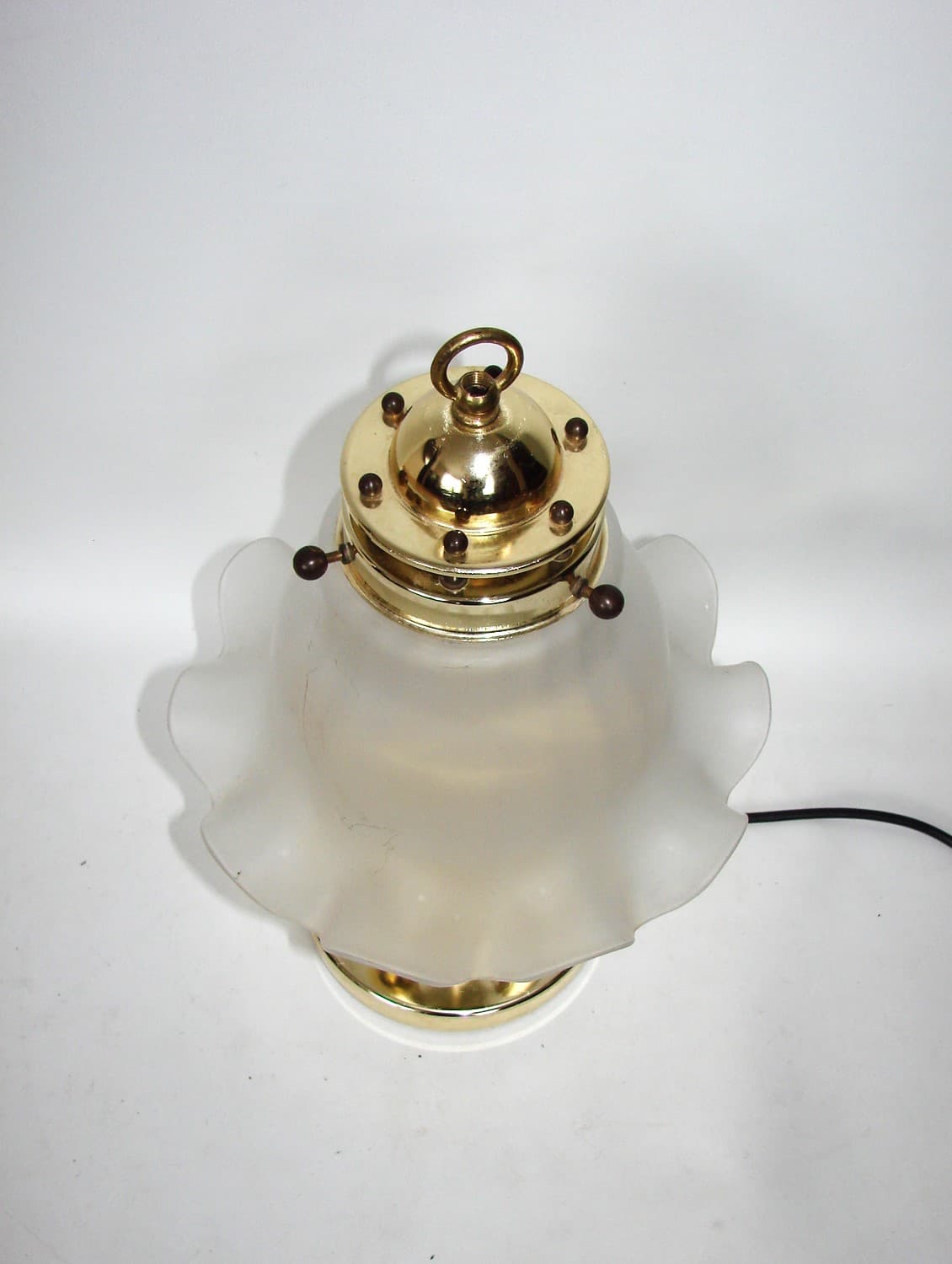 Lampka stołowa, mosiądz złoty, szkło białe, Peill & Putzler, Niemcy, lata 70. - 82912