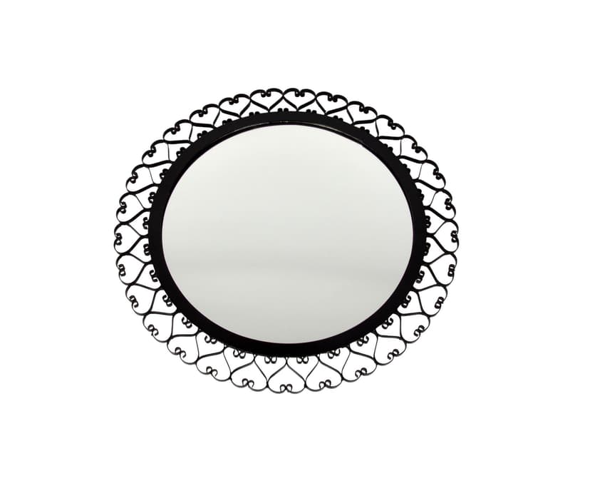 Black Metal Wall Mirror with Decorative Frame, Germany, 1980s