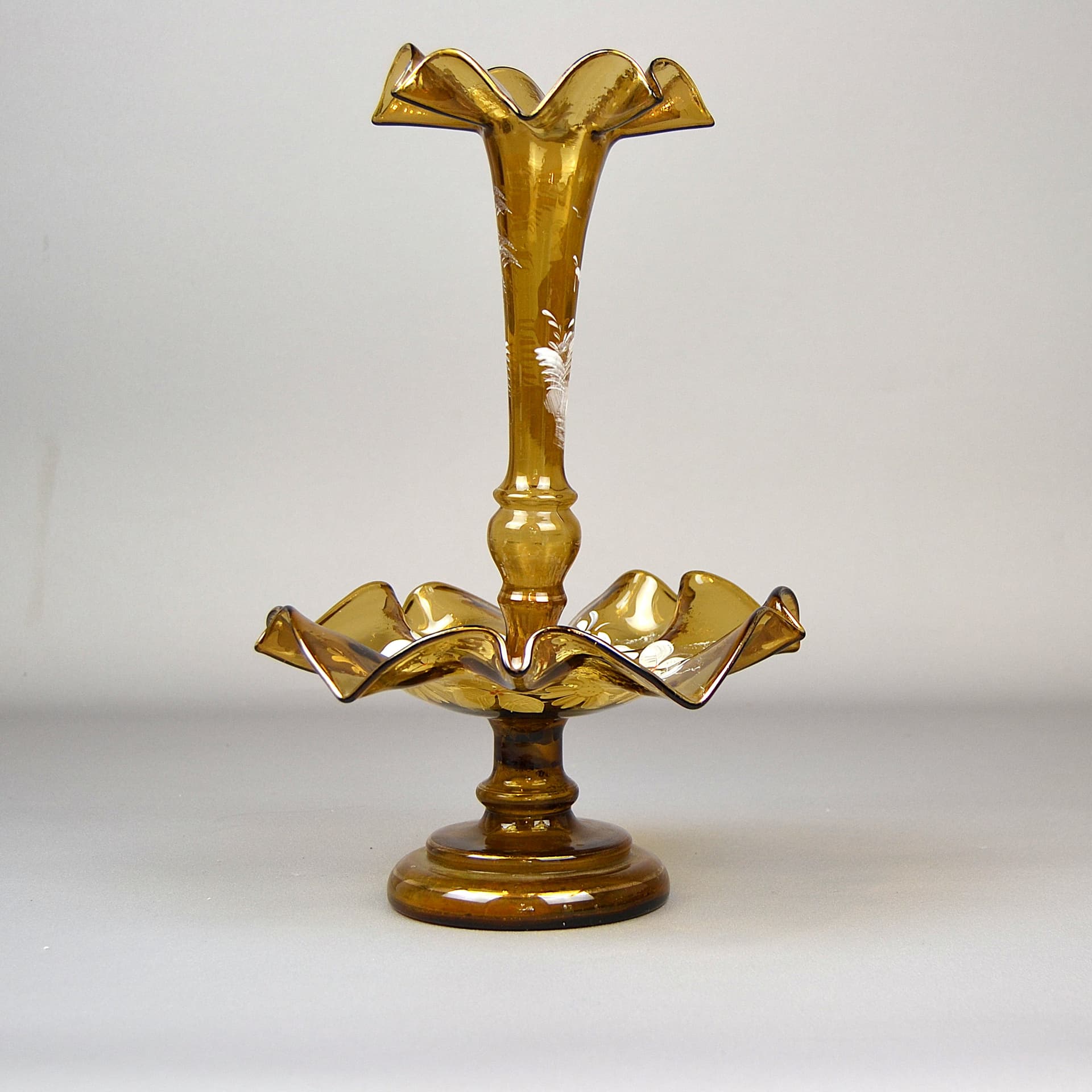Epergne with Flacon, golden glass, by M. Gregory, United States, 19th c. - 591