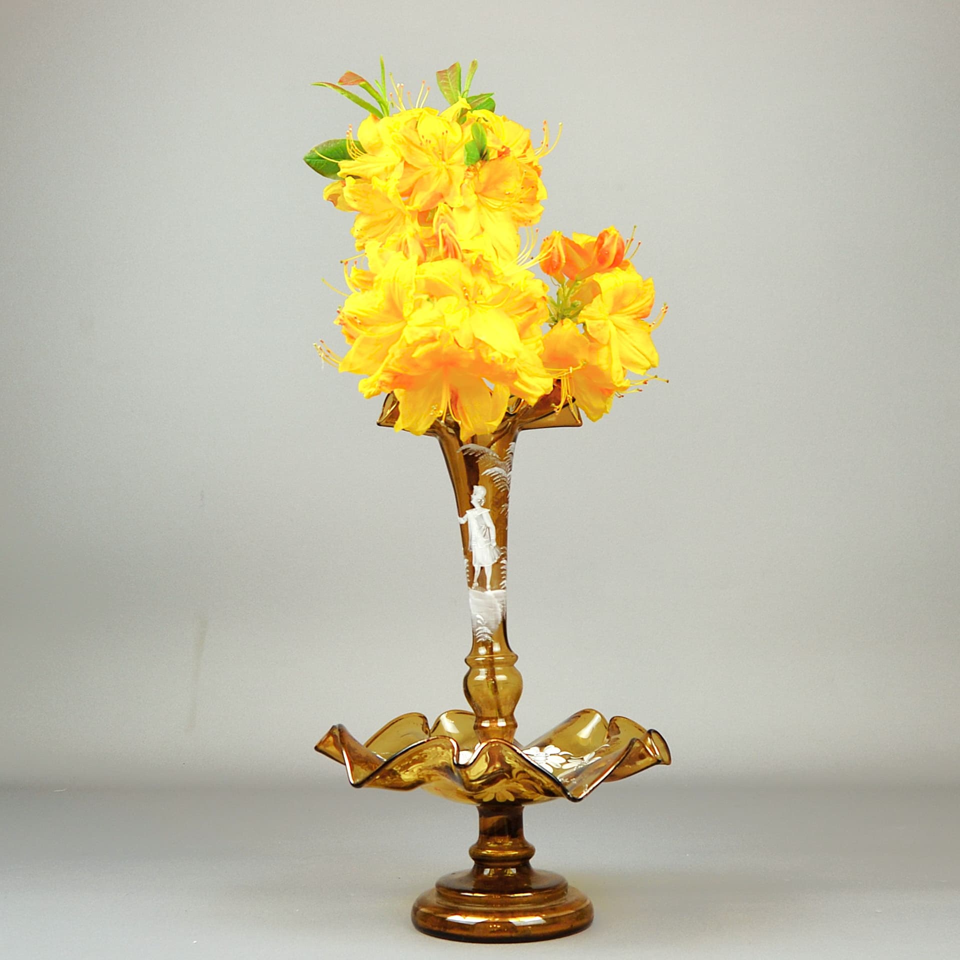 Epergne with Flacon, golden glass, by M. Gregory, United States, 19th c. - 594