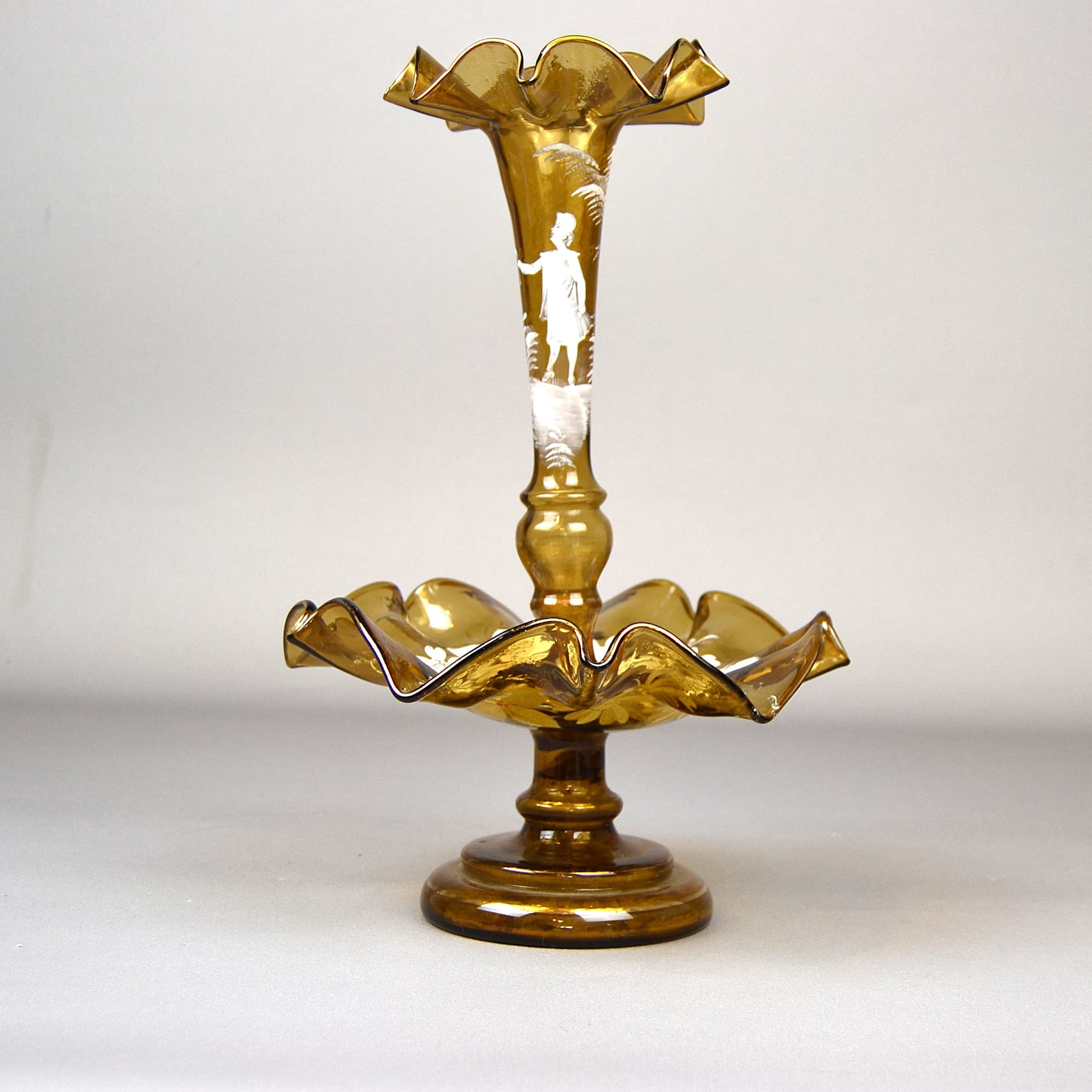 Epergne with Flacon, golden glass, by M. Gregory, United States, 19th c. - 589
