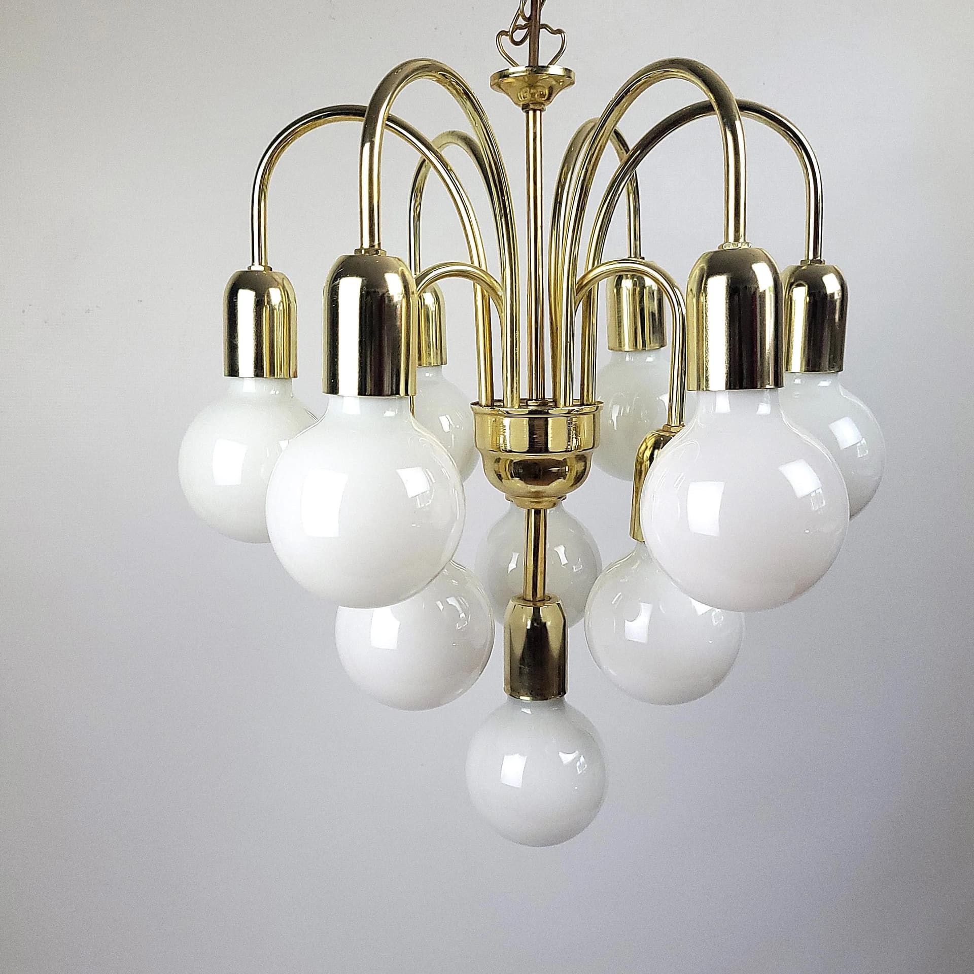 Brass Globe Chandelier, Mid-Century Modern, Europe, 1970s - 82990