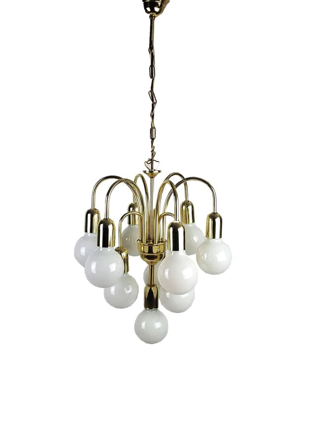 Brass Globe Chandelier, Mid-Century Modern, Europe, 1970s - DIMENSION