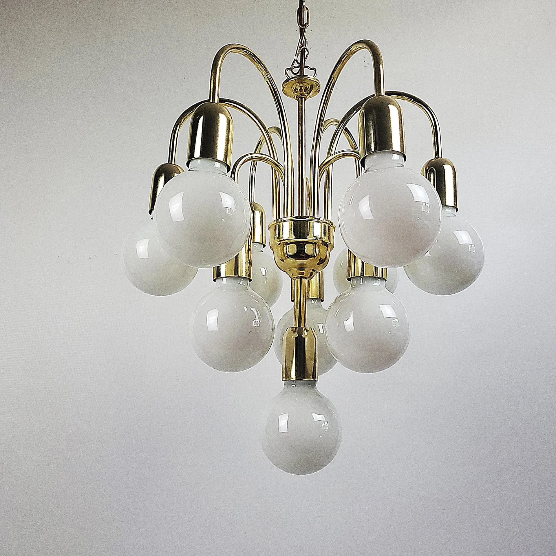 Brass Globe Chandelier, Mid-Century Modern, Europe, 1970s - 82993