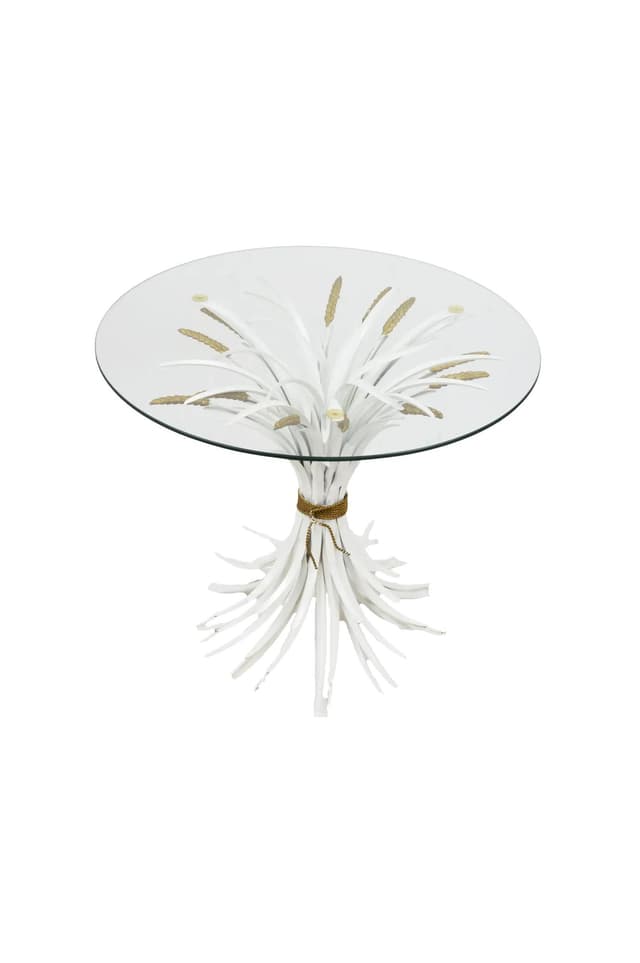 White Glass Coffee Table, Hollywood Regency Style, 1970s - DIMENSION