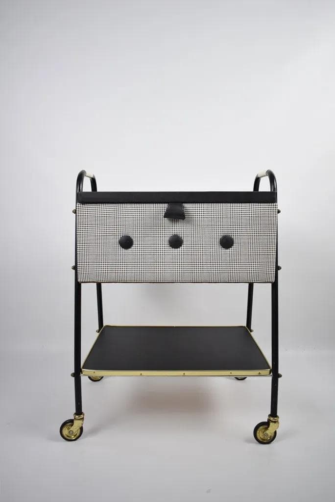 Czarny, metalowy niciak w stylu mid-century modern, Polska, lata 60. - 83049