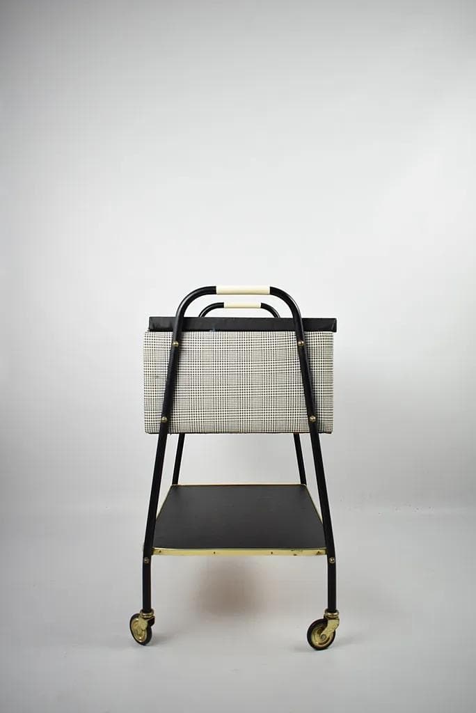 Czarny, metalowy niciak w stylu mid-century modern, Polska, lata 60. - 83047