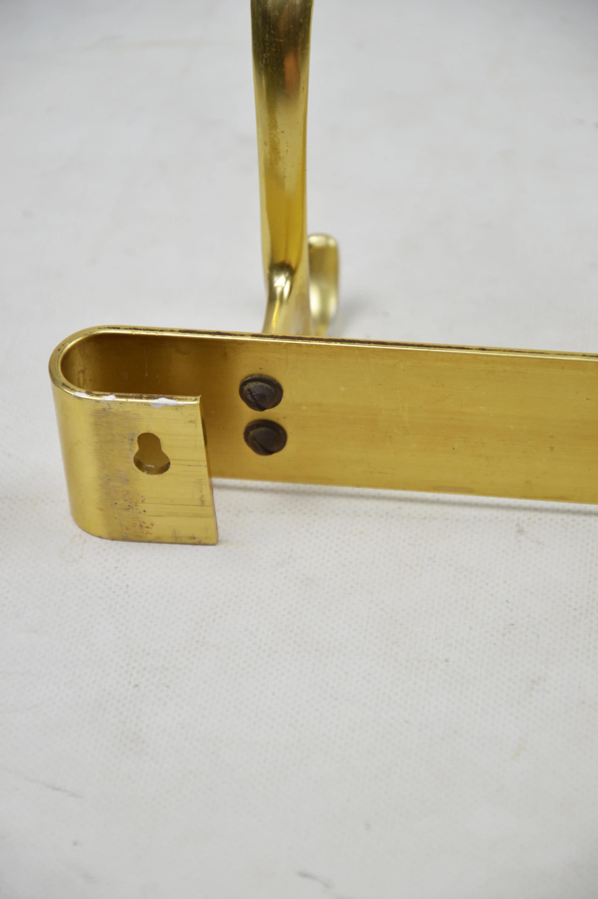 Golden Modernist Wall-mounted Coat Rack, Poland, 1970s - 83019