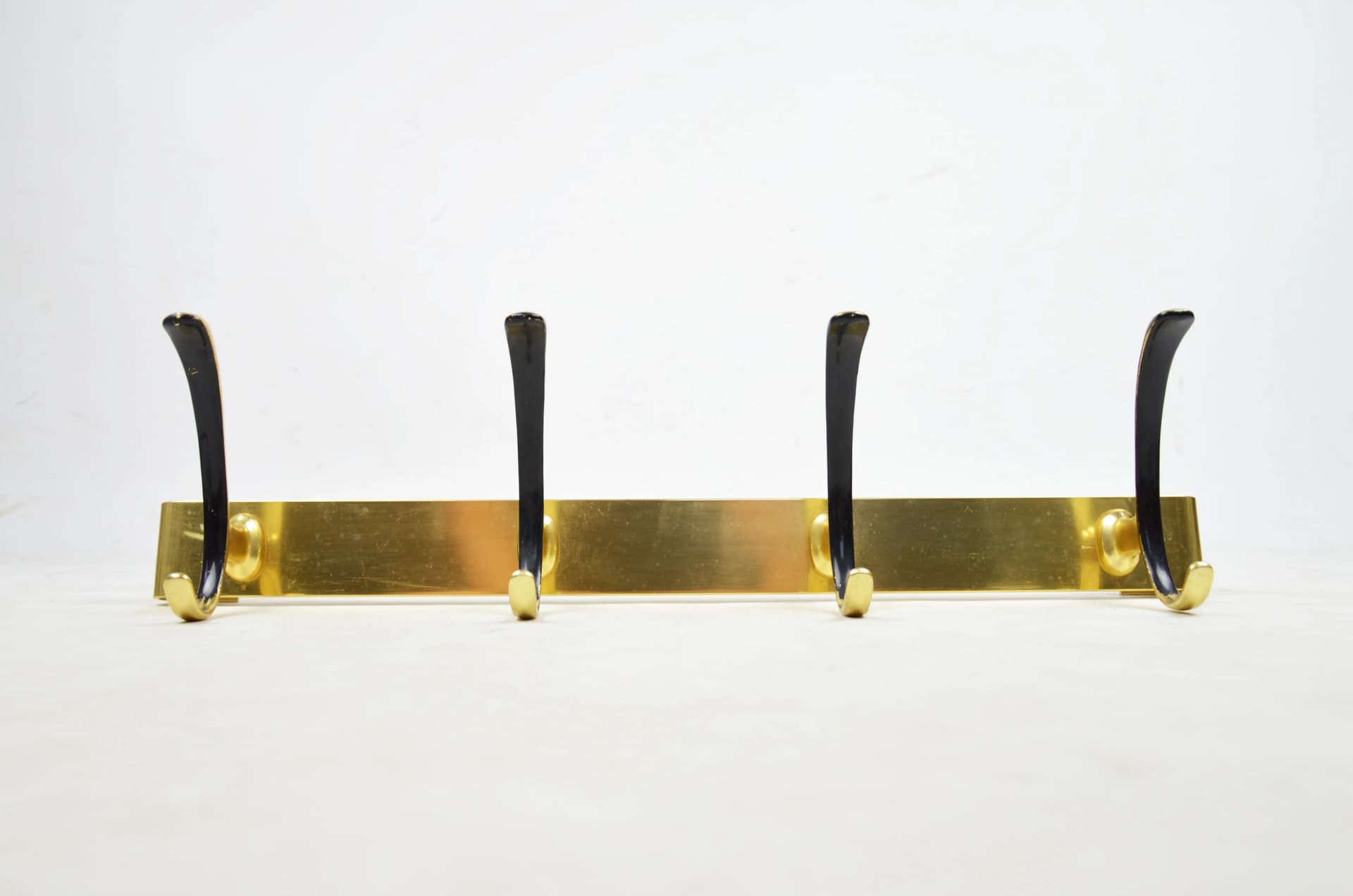 Golden Modernist Wall-mounted Coat Rack, Poland, 1970s - 83020