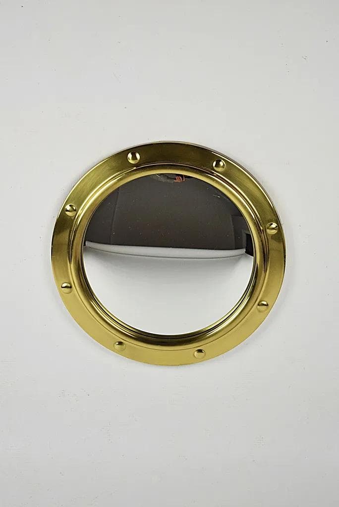 Golden Metal Convex Mirror, Poland, 1970s - 83004