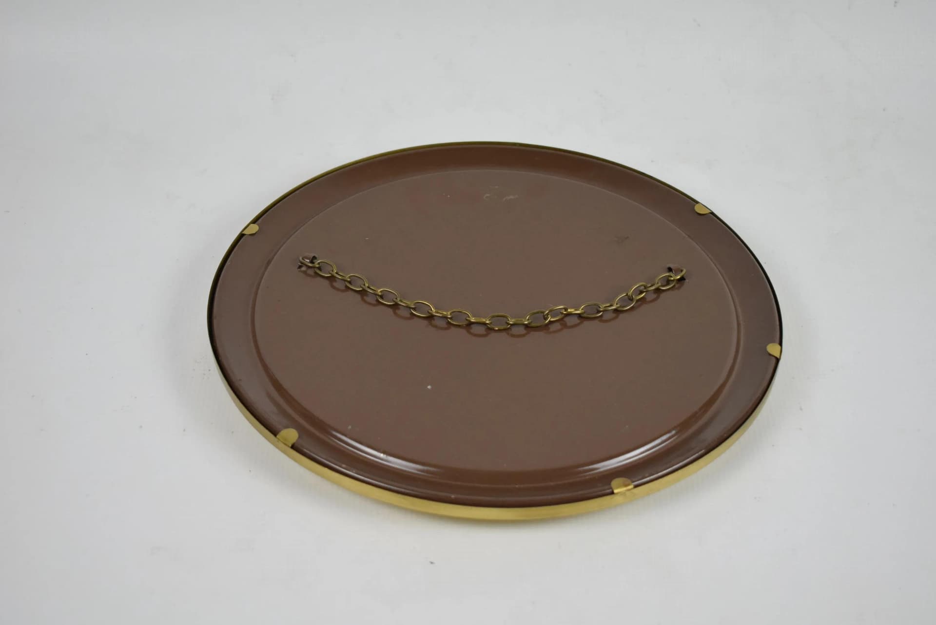 Golden Metal Convex Mirror, Poland, 1970s - 83007