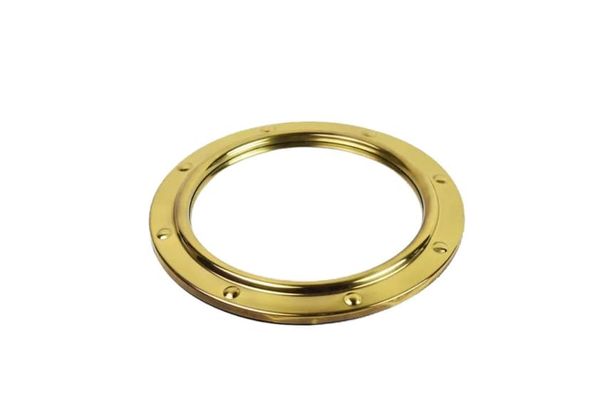 Golden Metal Convex Mirror, Poland, 1970s